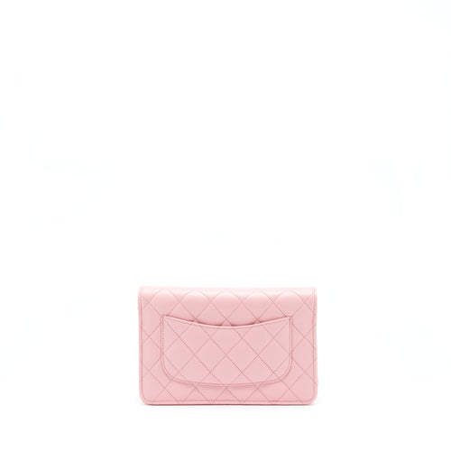 CHANEL 22C CLASSIC WALLET ON CHAIN CAVIAR PINK LGHW (MICROCHIP)