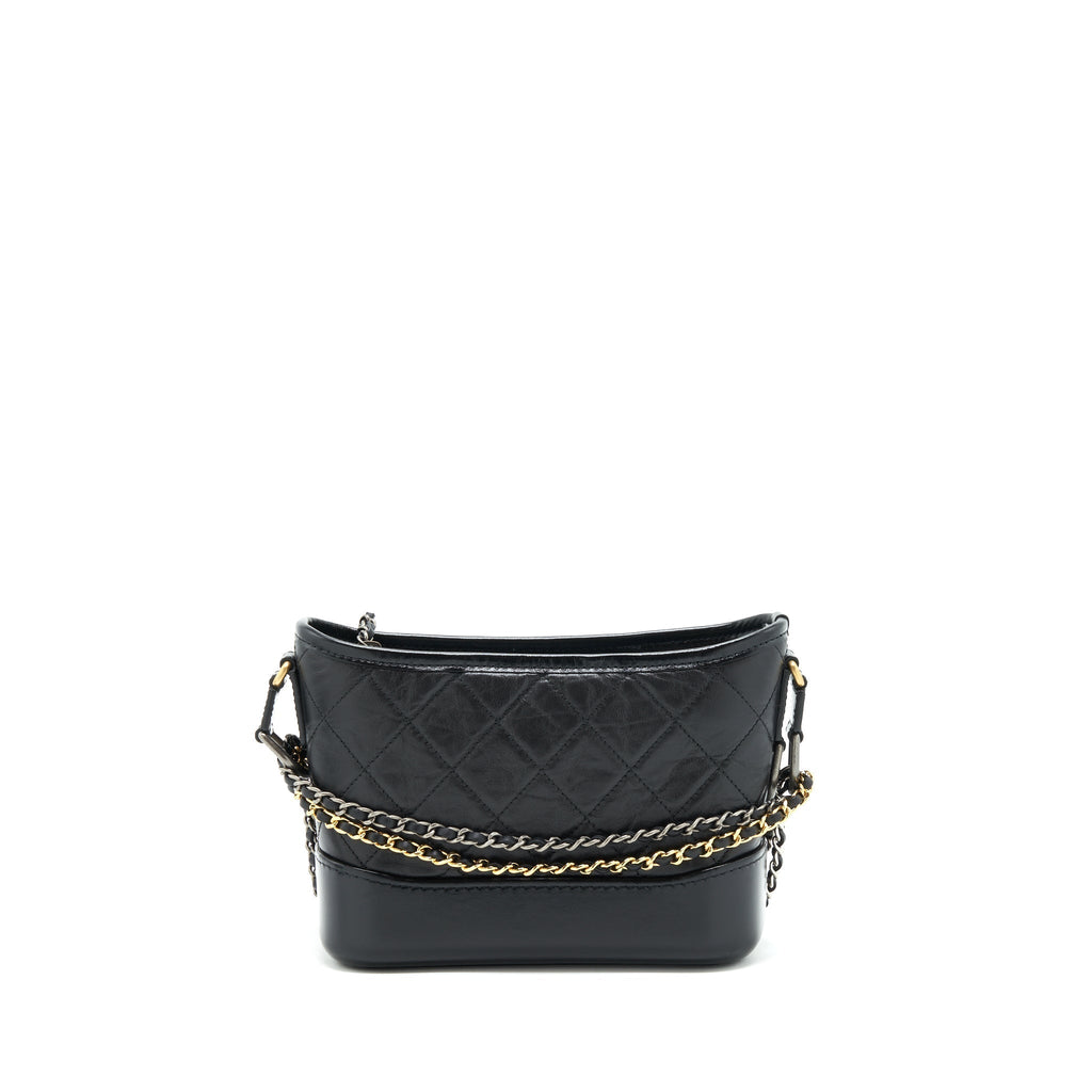 CHANEL SMALL GABRIELLE HOBO BLACK BAG GOLD/SLIVER HARDWARE