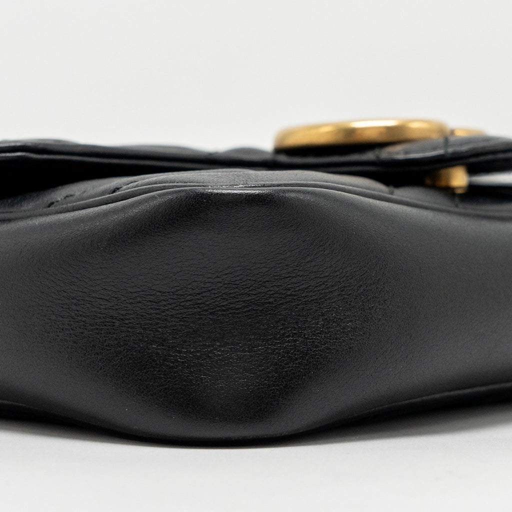GUCCI MINI GG MARMONT CALFSKIN BLACK GHW