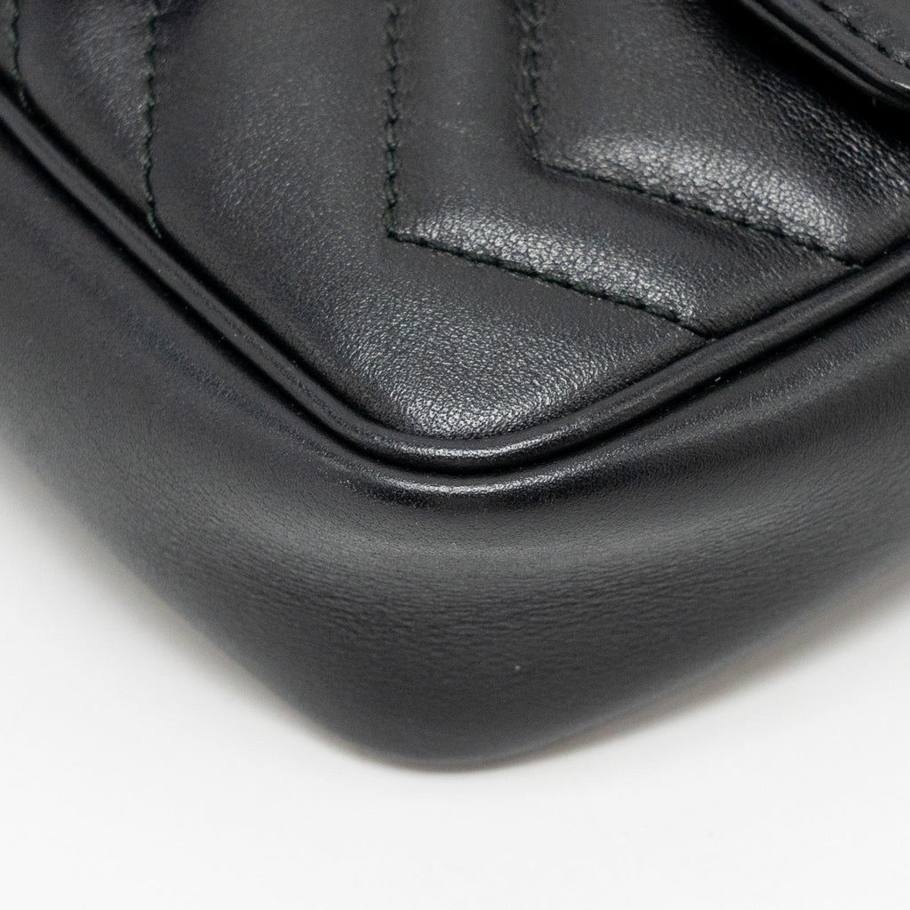 GUCCI MINI GG MARMONT CALFSKIN BLACK GHW