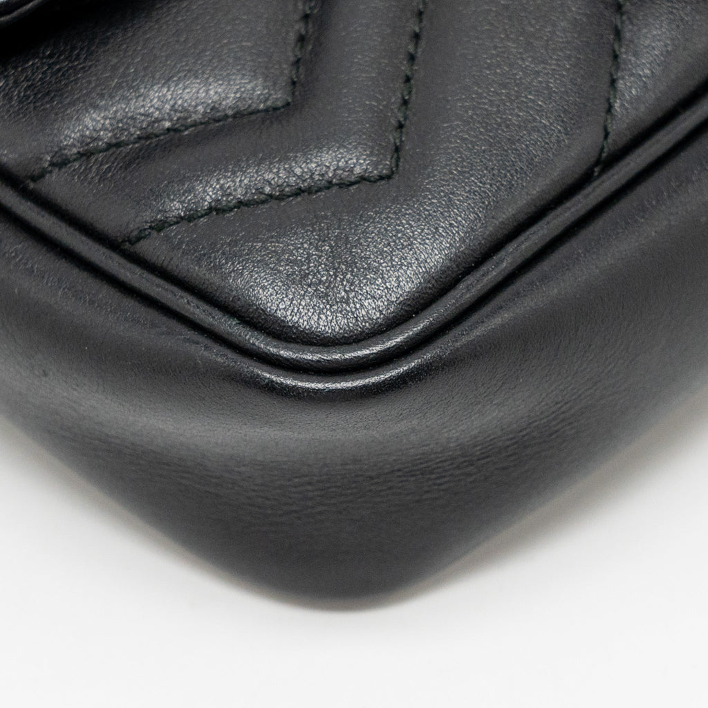 GUCCI MINI GG MARMONT CALFSKIN BLACK GHW
