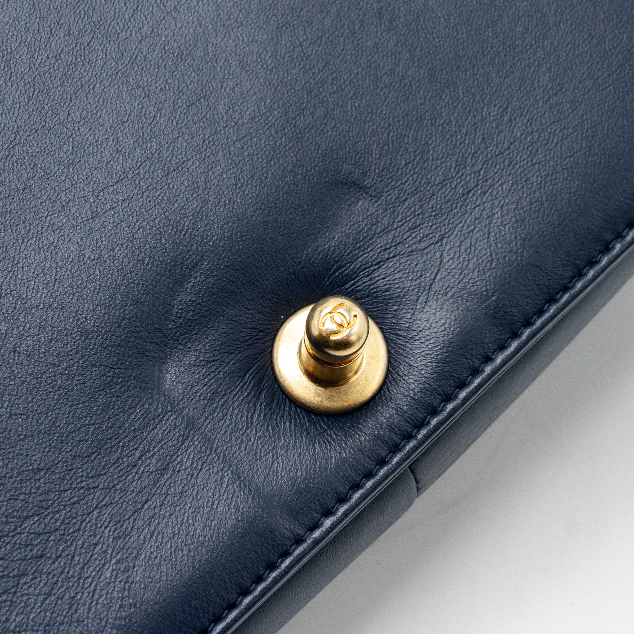 CHANEL MEDIUM BOY BAG LAMBSKIN DARK BLUE GHW
