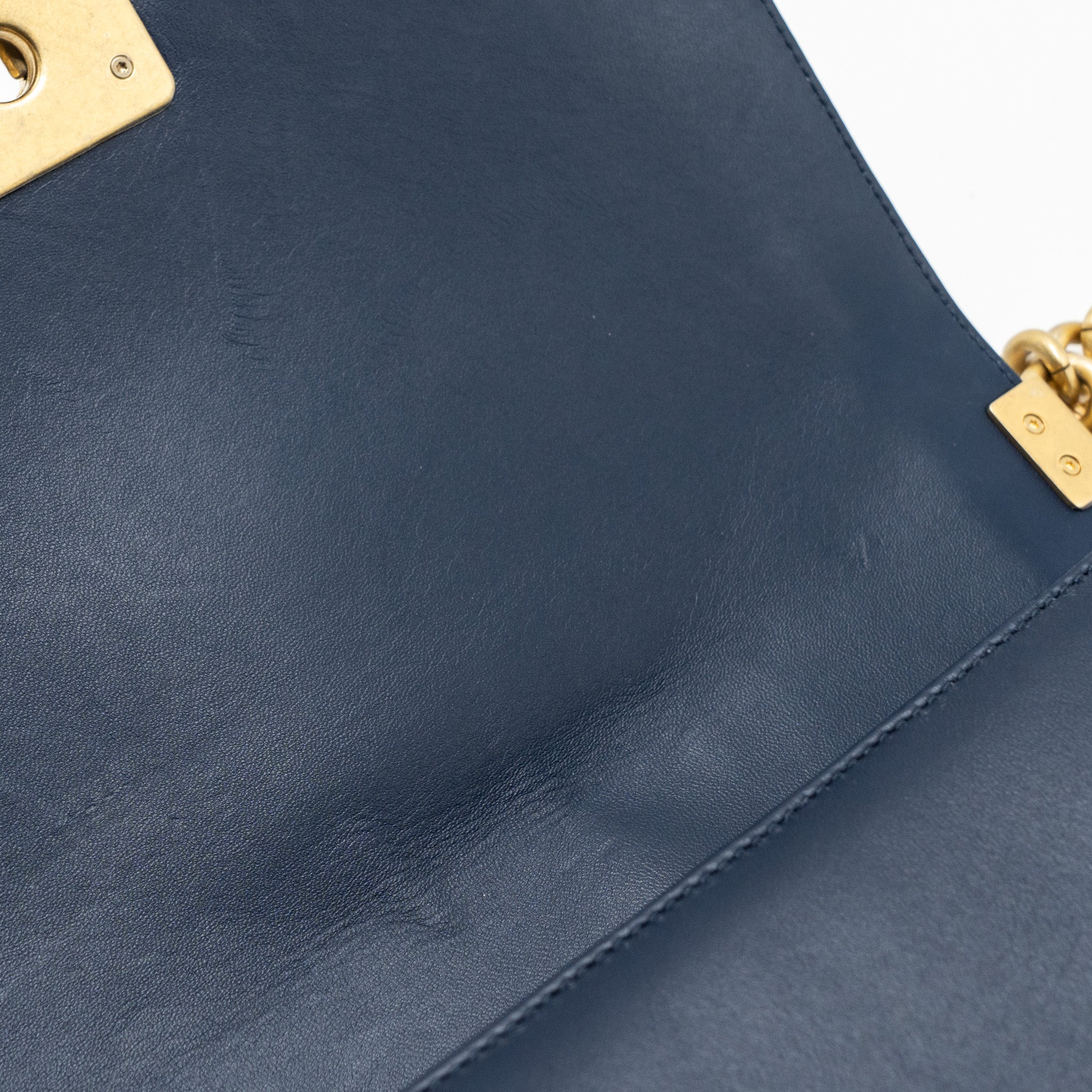 CHANEL MEDIUM BOY BAG LAMBSKIN DARK BLUE GHW