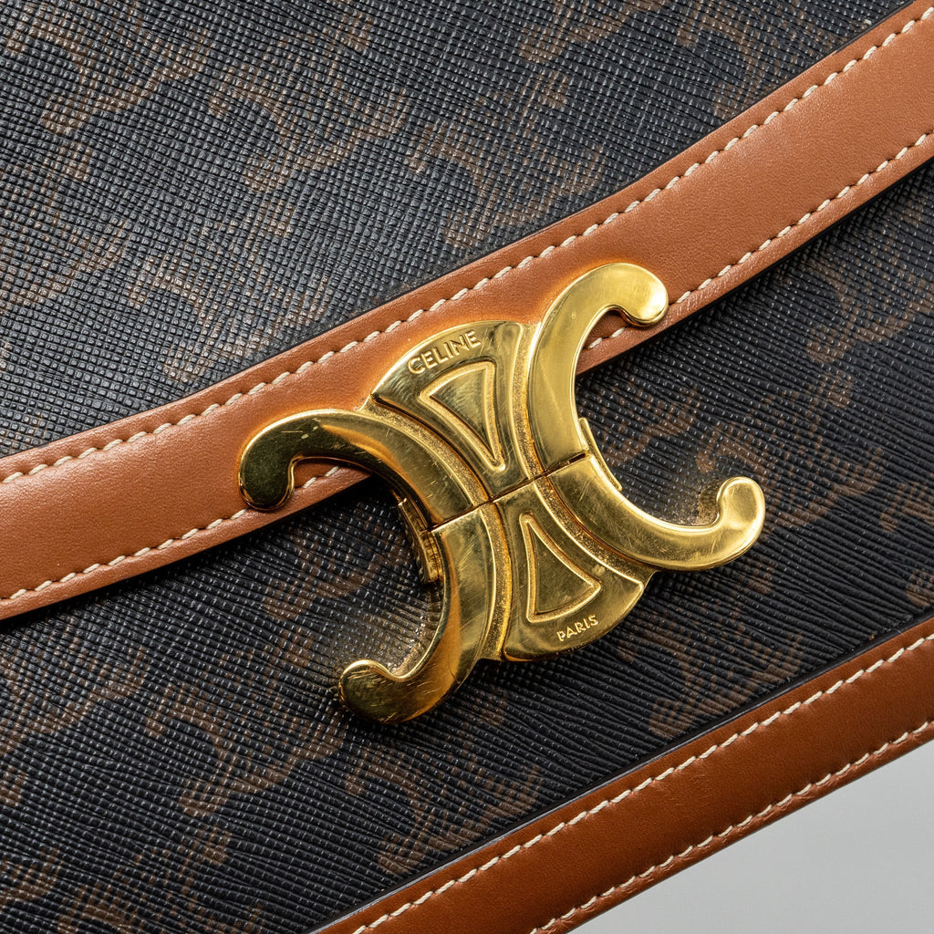 CELINE CLASSIC TRIOMPHE BAG CANVAS / CALFSKIN TAN GHW