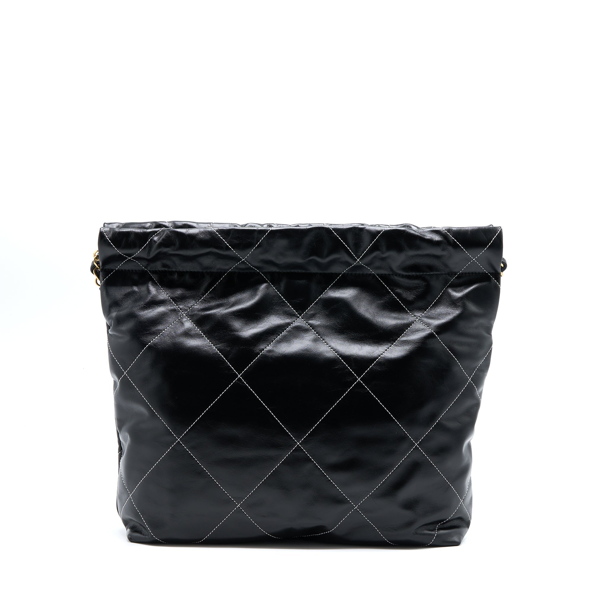 CHANEL SMALL 22 BAG SHINY CALFSKIN BLACK GHW (MICROCHIP)