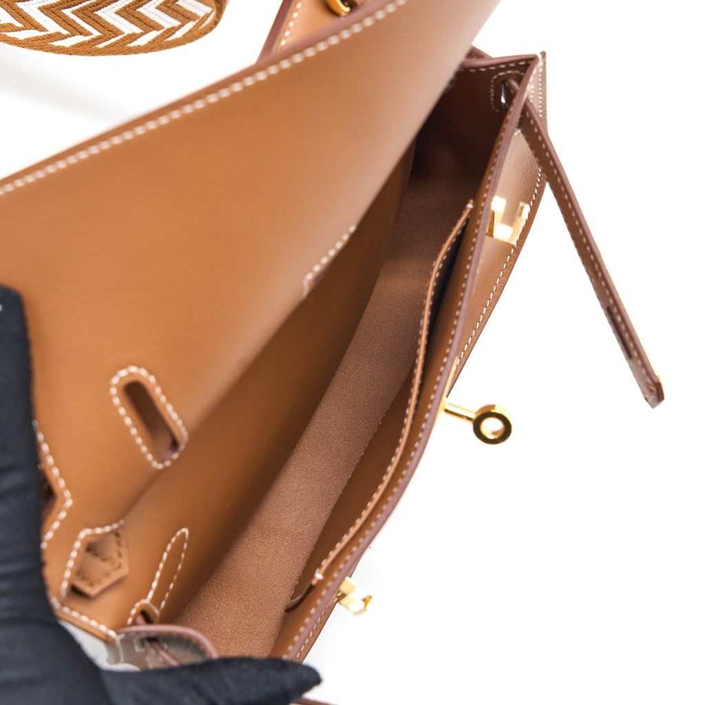 Hermes Mini Jypsiere Swift/Sangle Strap Gold/Gold-Blanc GHW
