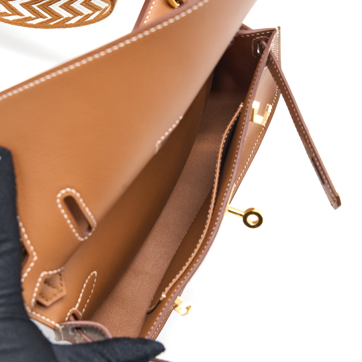Hermes Mini Jypsiere Swift/Sangle Strap Gold/Gold-Blanc GHW