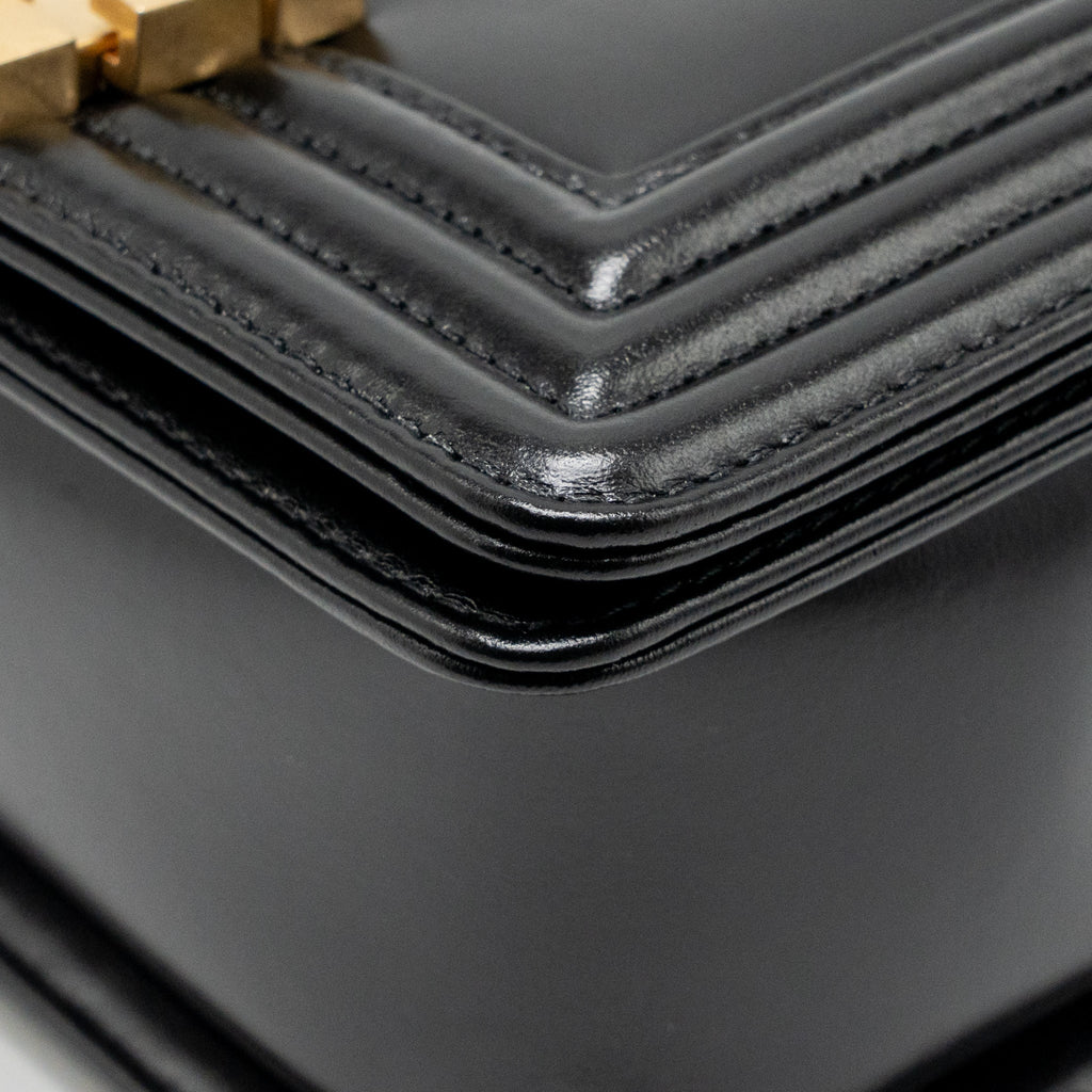 Chanel square boy bag calfskin black GHW (microchip)