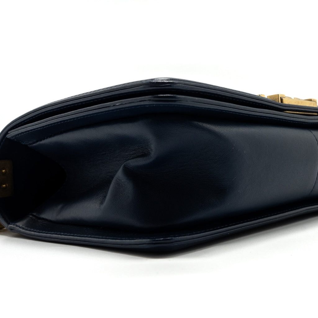 CHANEL MEDIUM BOY BAG LAMBSKIN DARK BLUE GHW