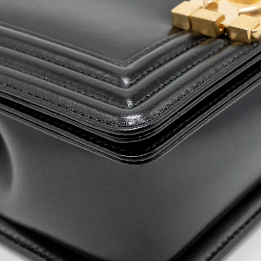 Chanel square boy bag calfskin black GHW (microchip)