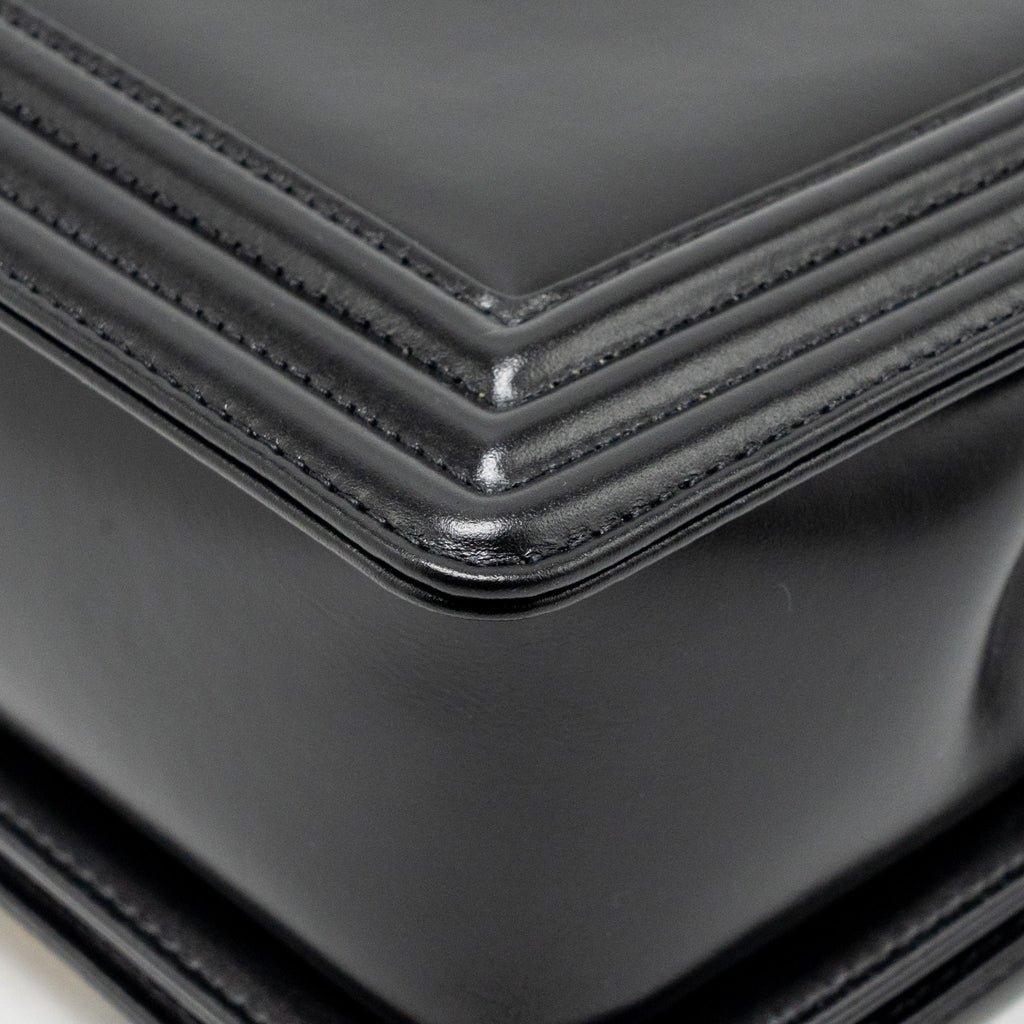 Chanel square boy bag calfskin black GHW (microchip)