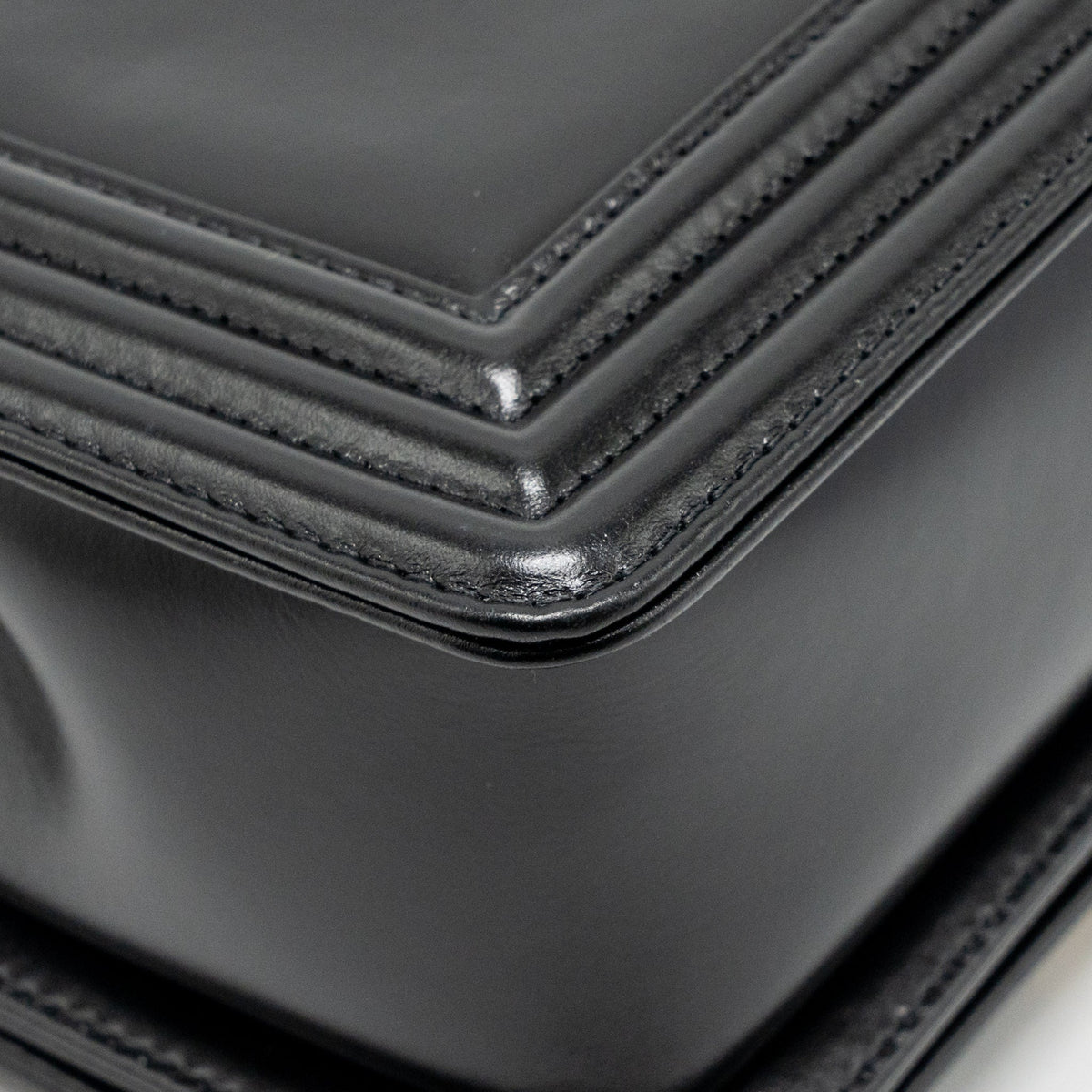 Chanel square boy bag calfskin black GHW (microchip)