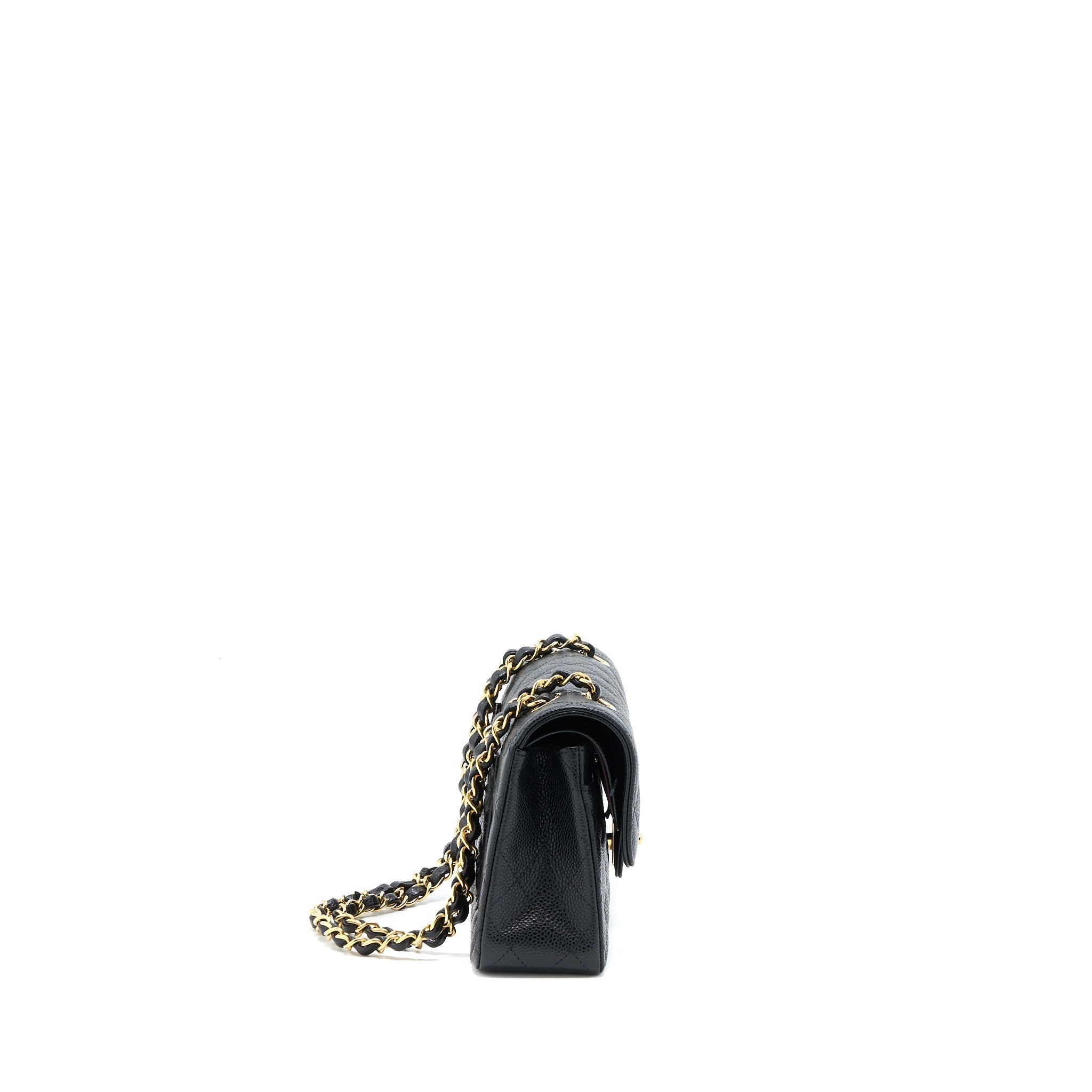 CHANEL SMALL CLASSIC DOUBLE FLAP BAG CAVIAR BLACK GHW (MICROCHIP)