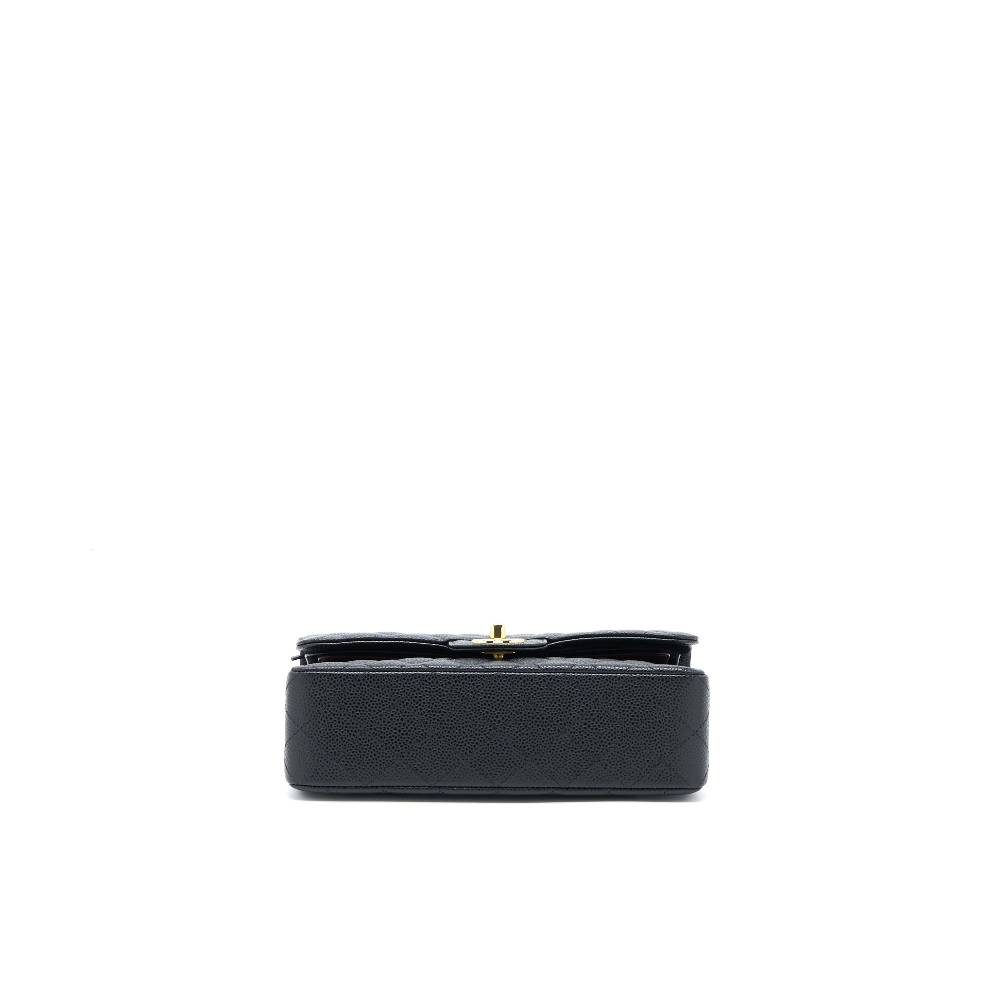 CHANEL SMALL CLASSIC DOUBLE FLAP BAG CAVIAR BLACK GHW (MICROCHIP)