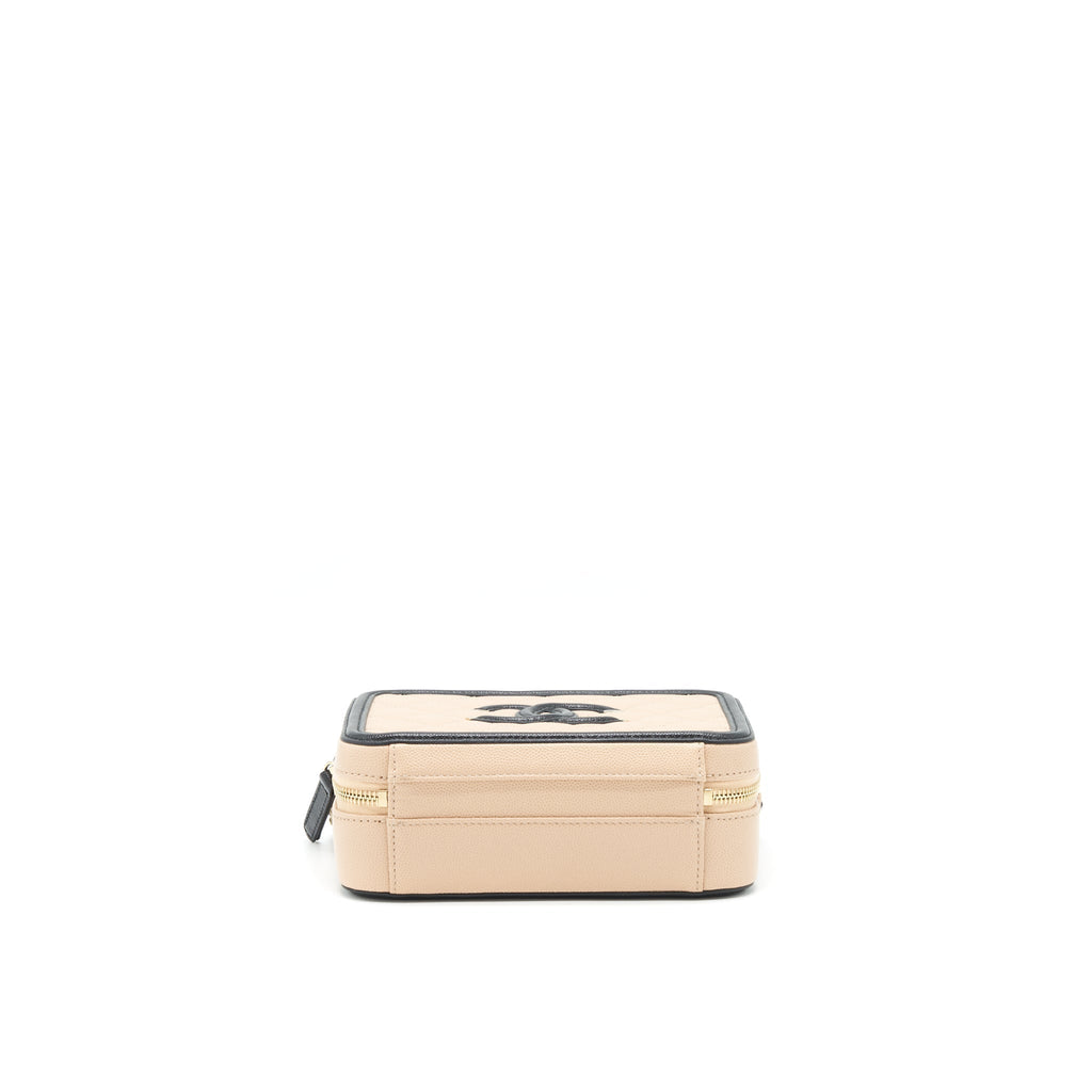 CHANEL VANITY FILIGREE CAVIAR BEIGE&BLACK LGHW