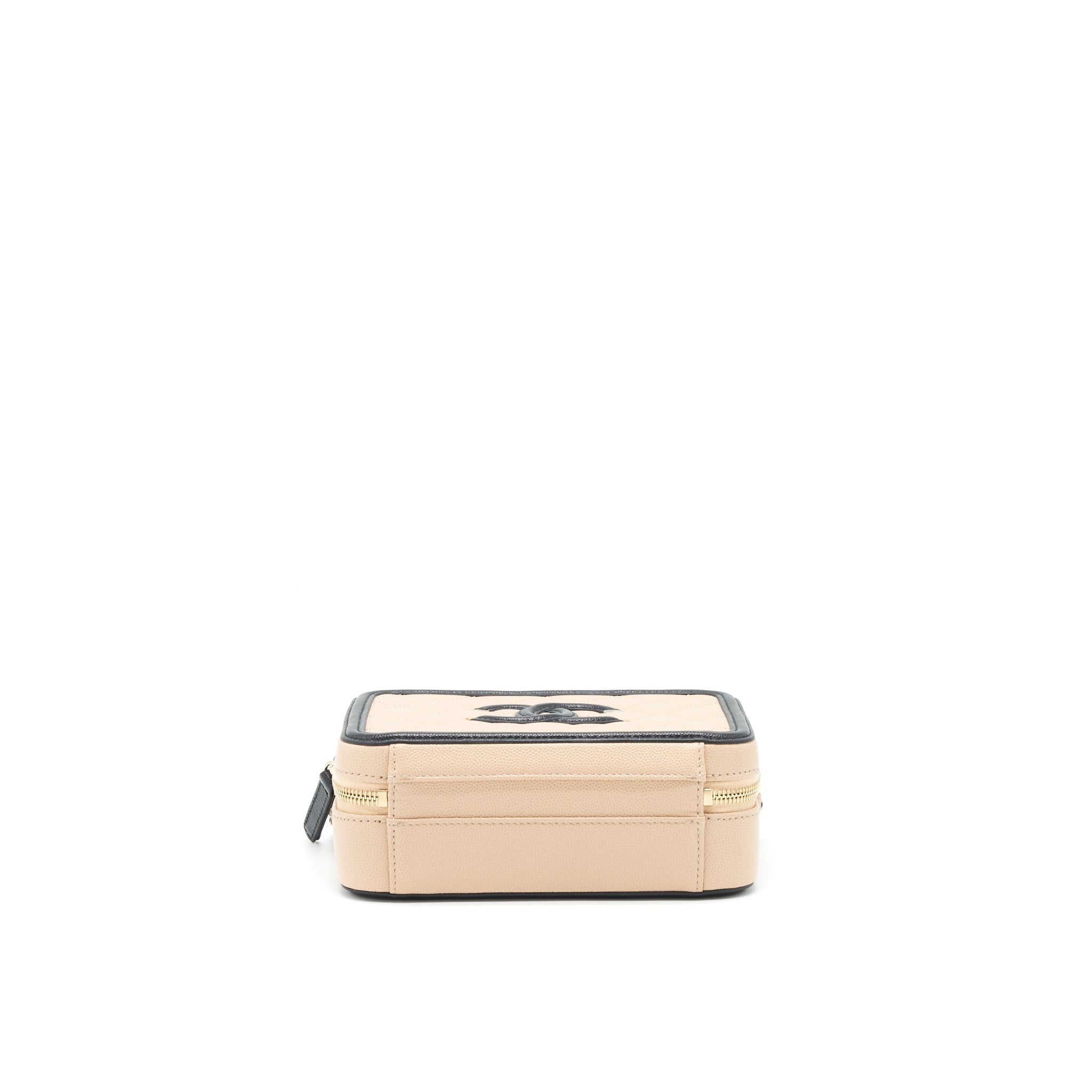 CHANEL VANITY FILIGREE CAVIAR BEIGE&BLACK LGHW