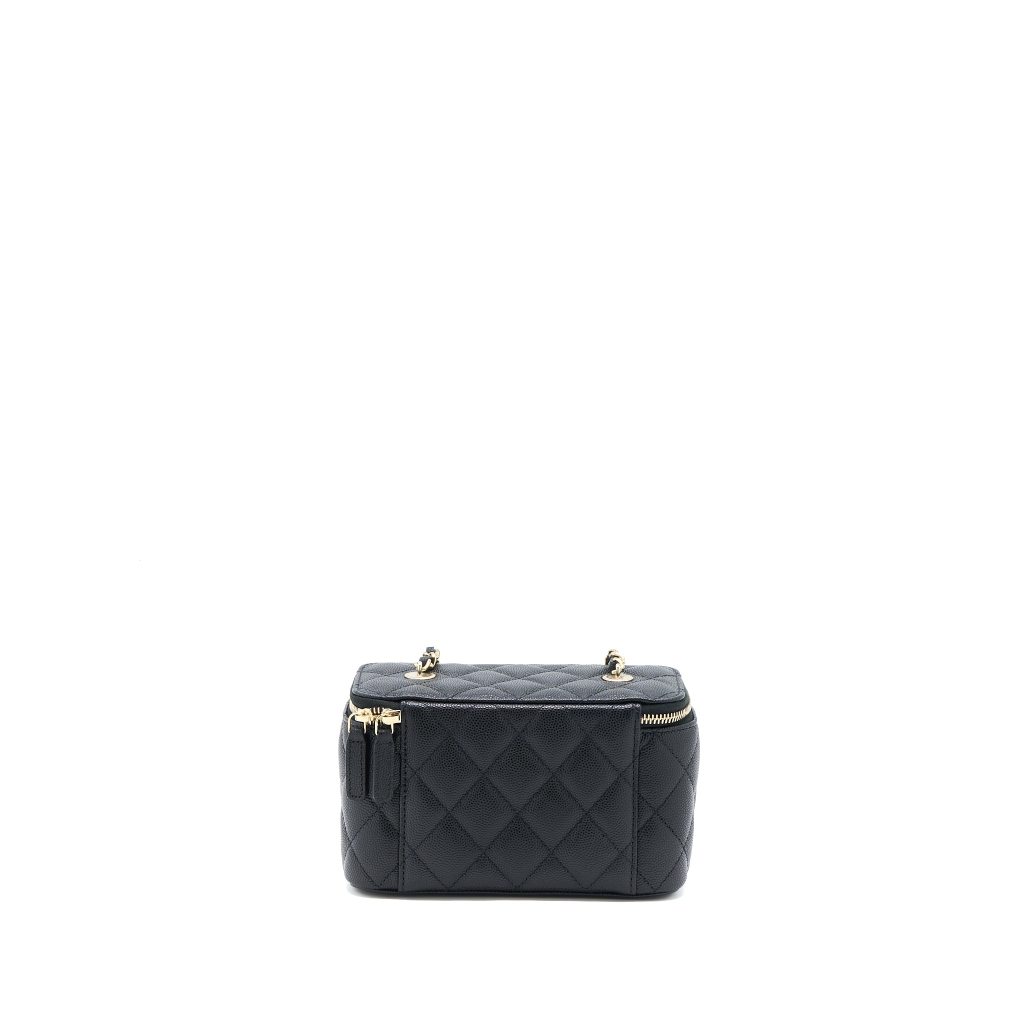 CHANEL LONG VANITY WITH CHAIN CAVIAR BLACK LGHW (MICROCHIP)