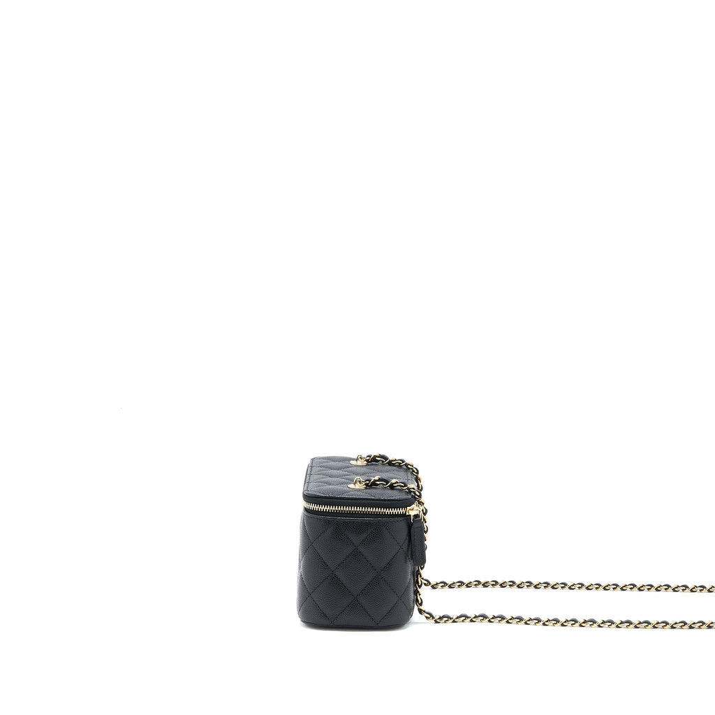 CHANEL LONG VANITY WITH CHAIN CAVIAR BLACK LGHW (MICROCHIP)