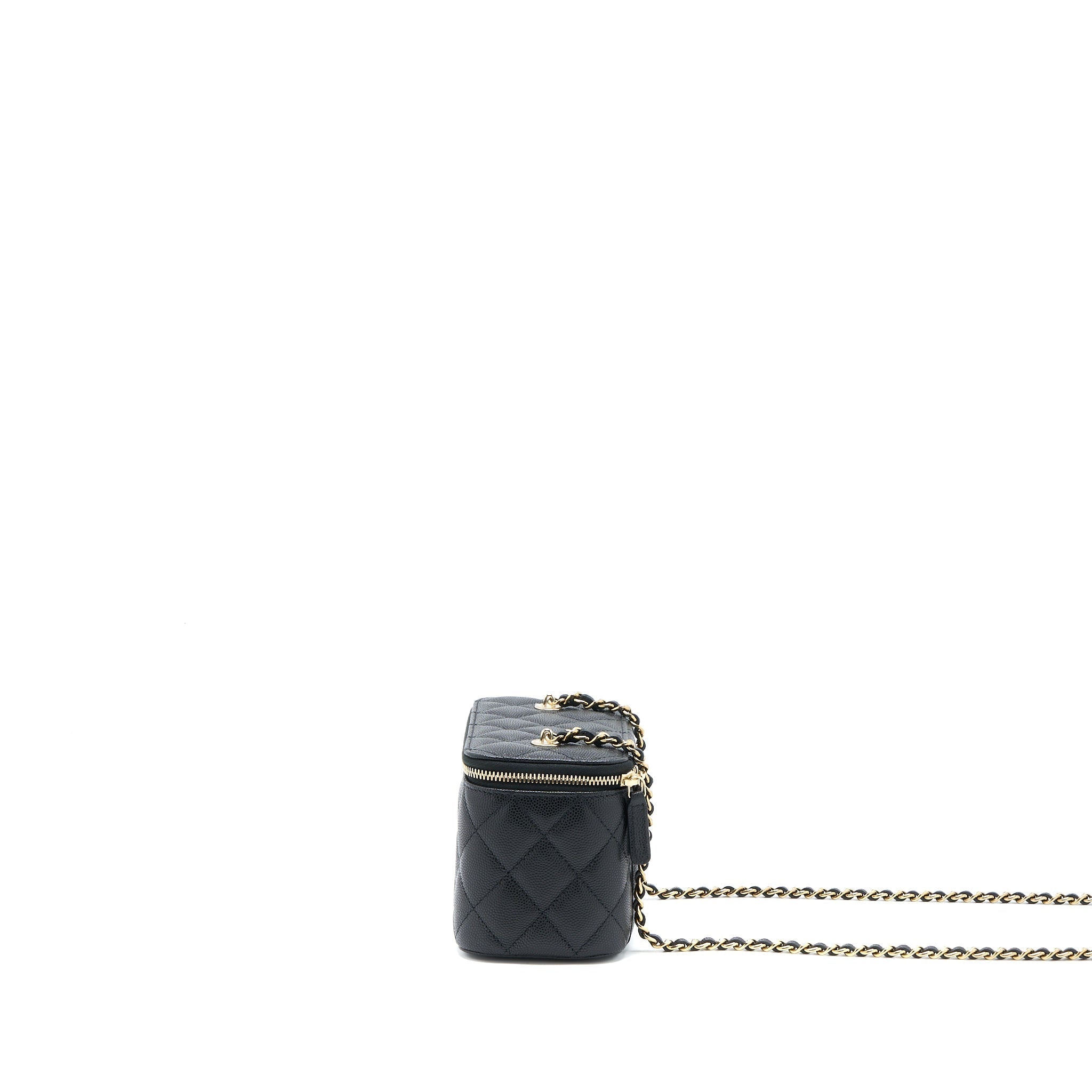 CHANEL LONG VANITY WITH CHAIN CAVIAR BLACK LGHW (MICROCHIP)