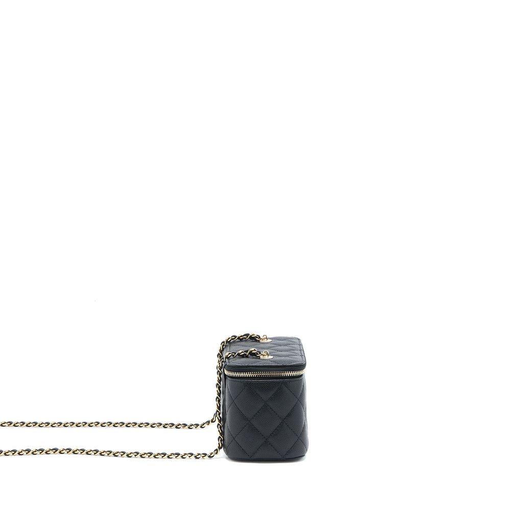 CHANEL LONG VANITY WITH CHAIN CAVIAR BLACK LGHW (MICROCHIP)