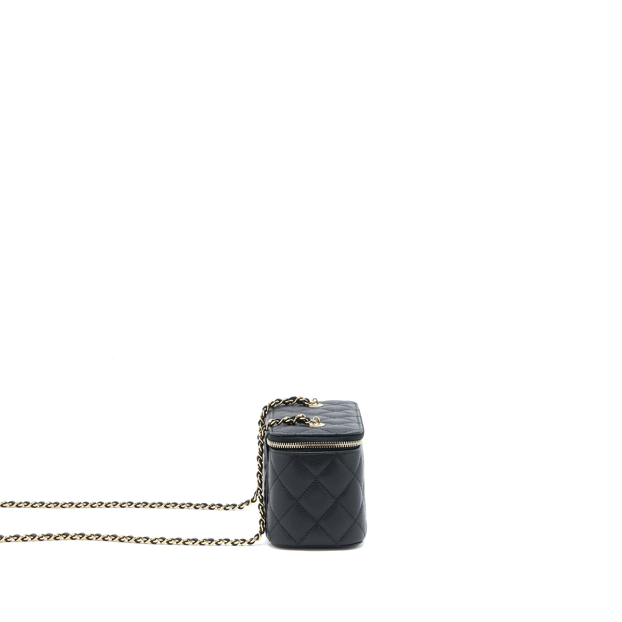 CHANEL LONG VANITY WITH CHAIN CAVIAR BLACK LGHW (MICROCHIP)