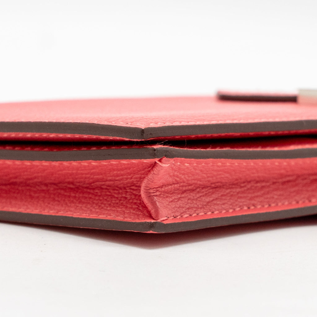 HERMES BÉARN SOUFFLET WALLET CHEVRE MYSORE ROSE LIPSTICK SHW