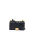 CHANEL MEDIUM BOY BAG LAMBSKIN BLACK BRUSHED GHW
