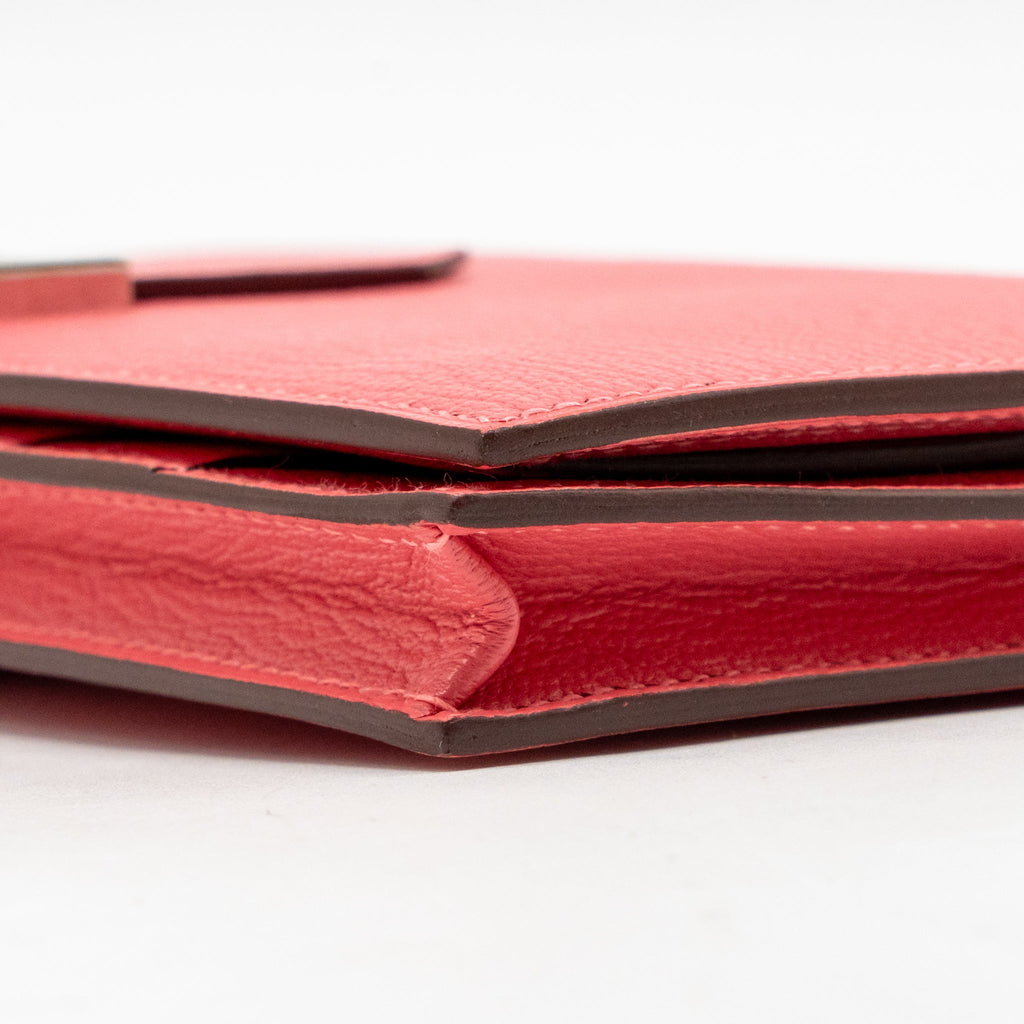 HERMES BÉARN SOUFFLET WALLET CHEVRE MYSORE ROSE LIPSTICK SHW