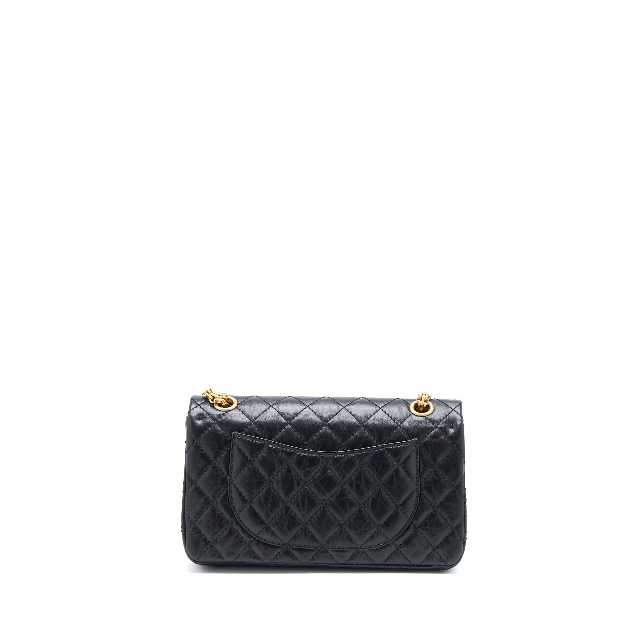 CHANEL SMALL 2.55 REISSUE FLAP BAG AGED CALFSKIN BLACK GHW