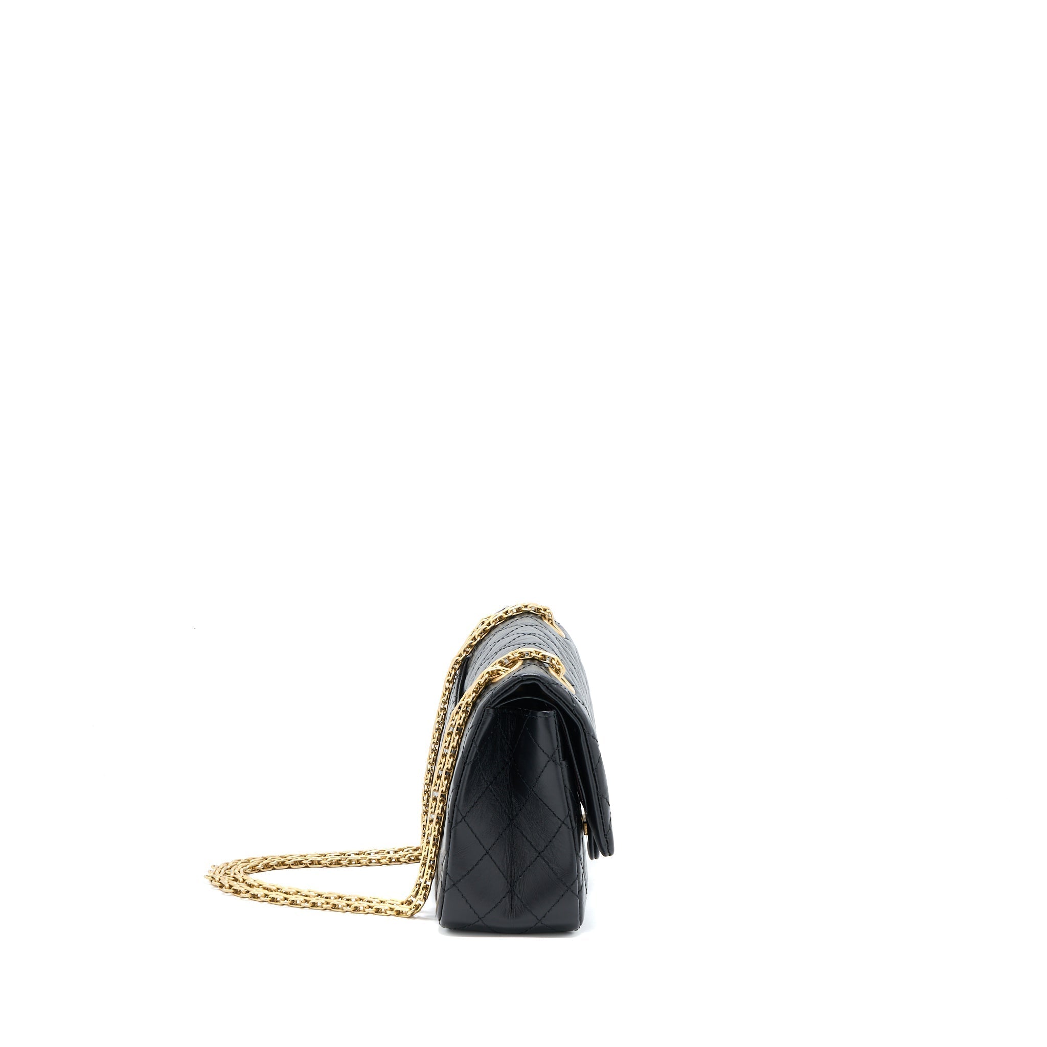CHANEL SMALL 2.55 REISSUE FLAP BAG AGED CALFSKIN BLACK GHW