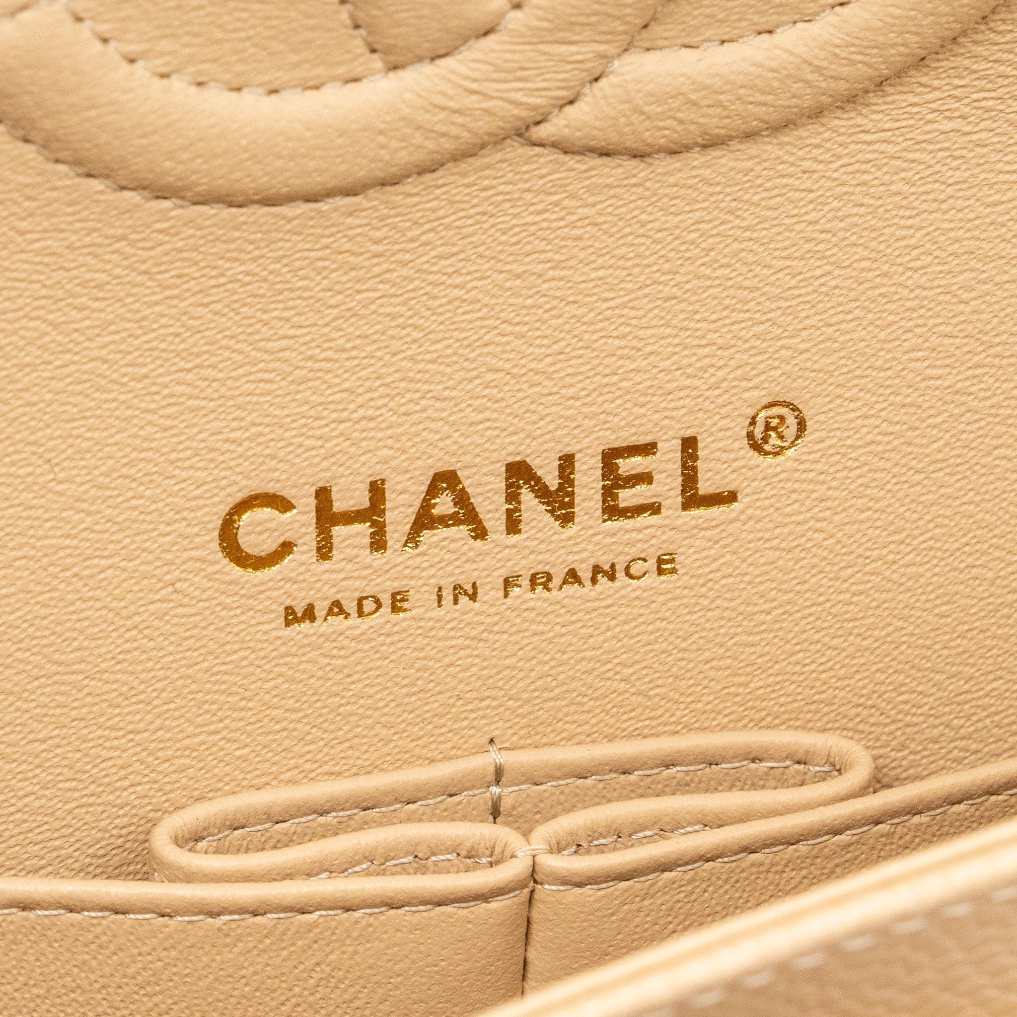 CHANEL MEDIUM CLASSIC DOUBLE FLAP BAG CAVIAR BEIGE GHW (MICROCHIP)
