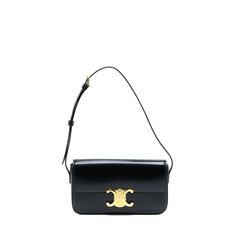 CELINE TRIOMPHE SHOULDER BAG CALFSKIN BLACK GHW