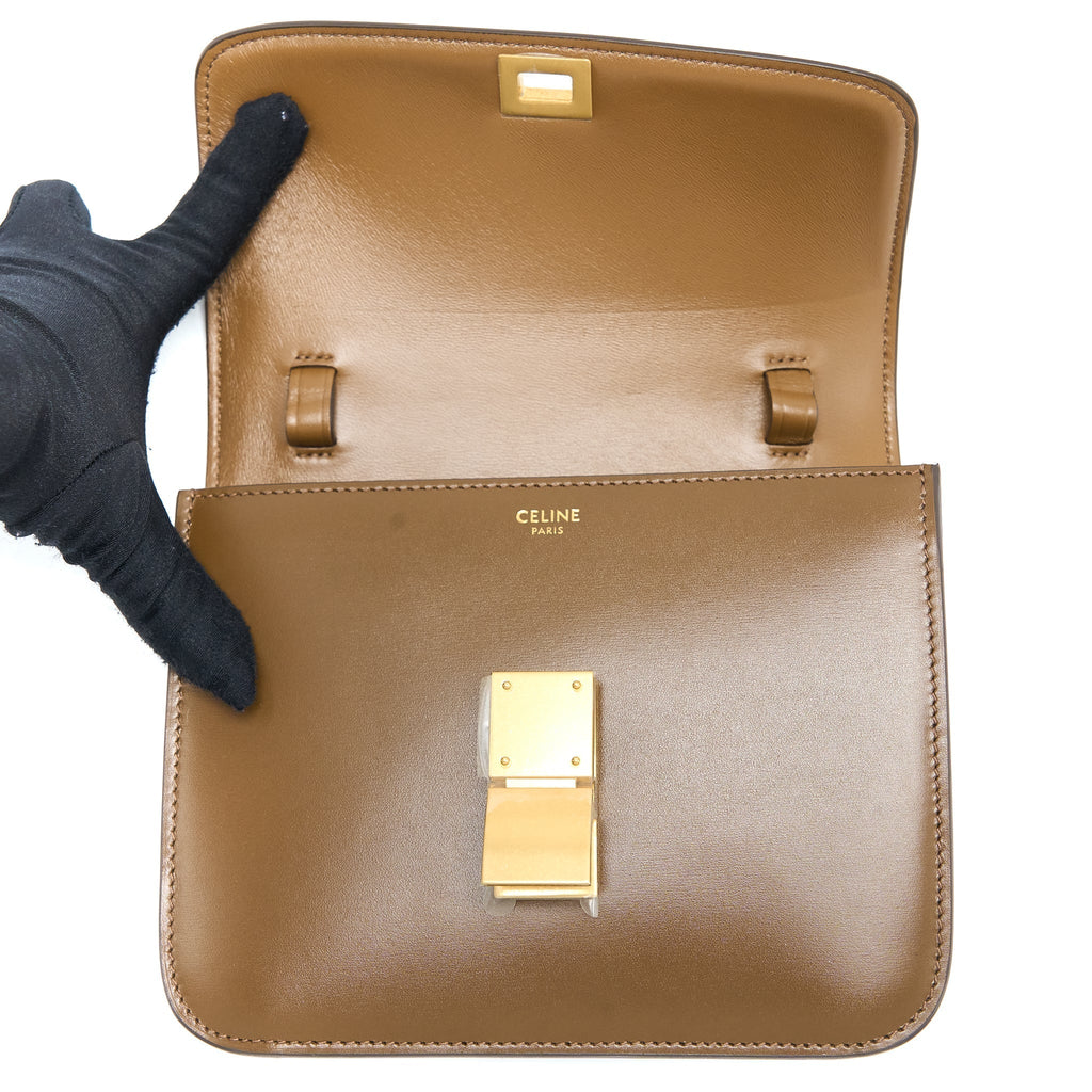 CELINE TEEN CLASSIC BAG IN BOX CALFSKIN CAMEL GHW
