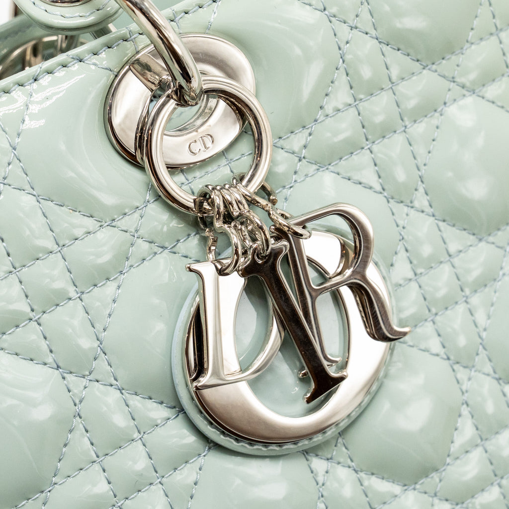 DIOR LARGE LADY DIOR PATENT LIGHT BLUE SHW
