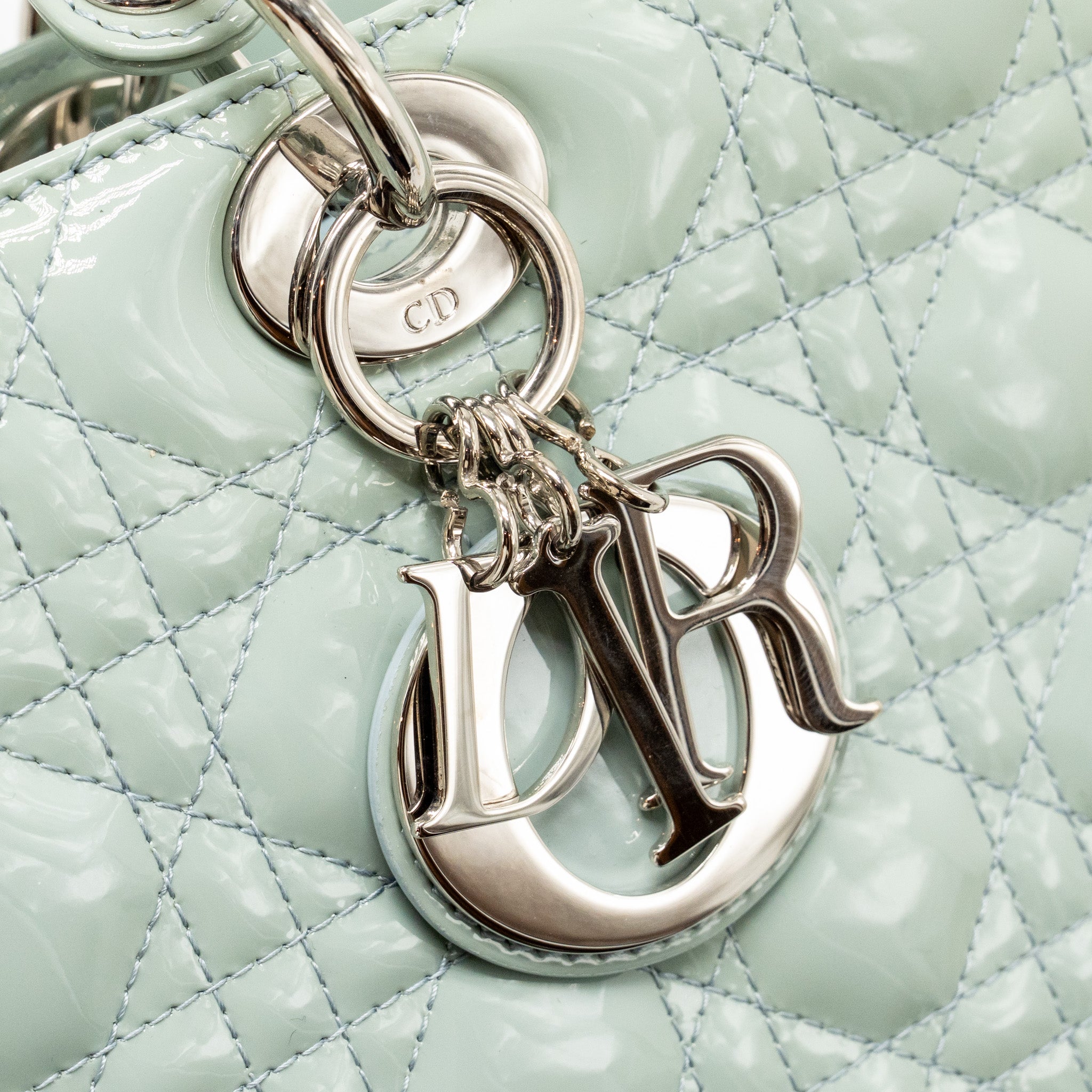 DIOR LARGE LADY DIOR PATENT LIGHT BLUE SHW