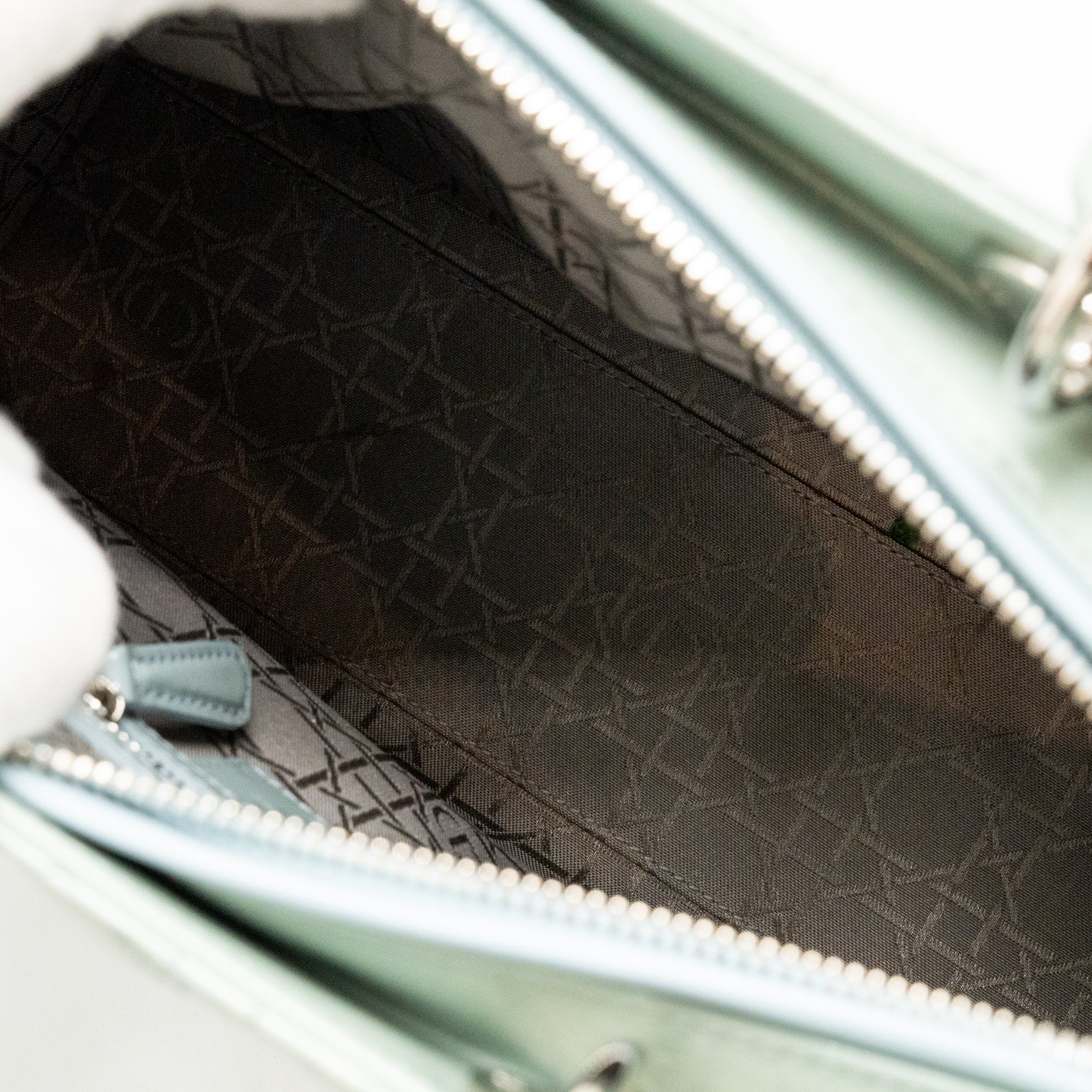 DIOR LARGE LADY DIOR PATENT LIGHT BLUE SHW