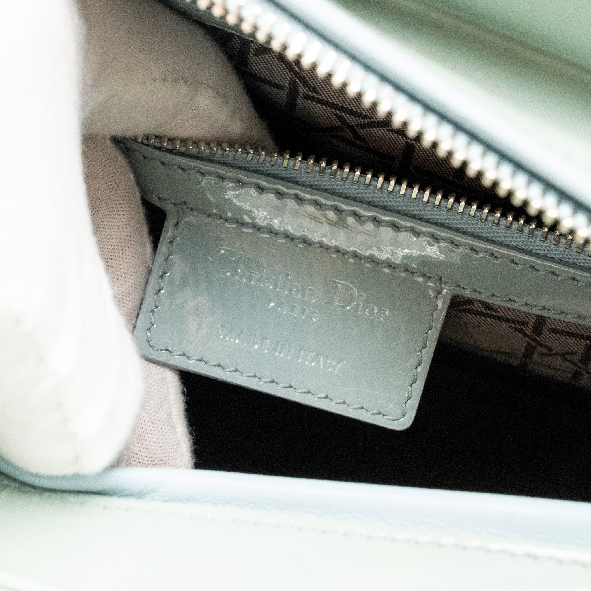 DIOR LARGE LADY DIOR PATENT LIGHT BLUE SHW