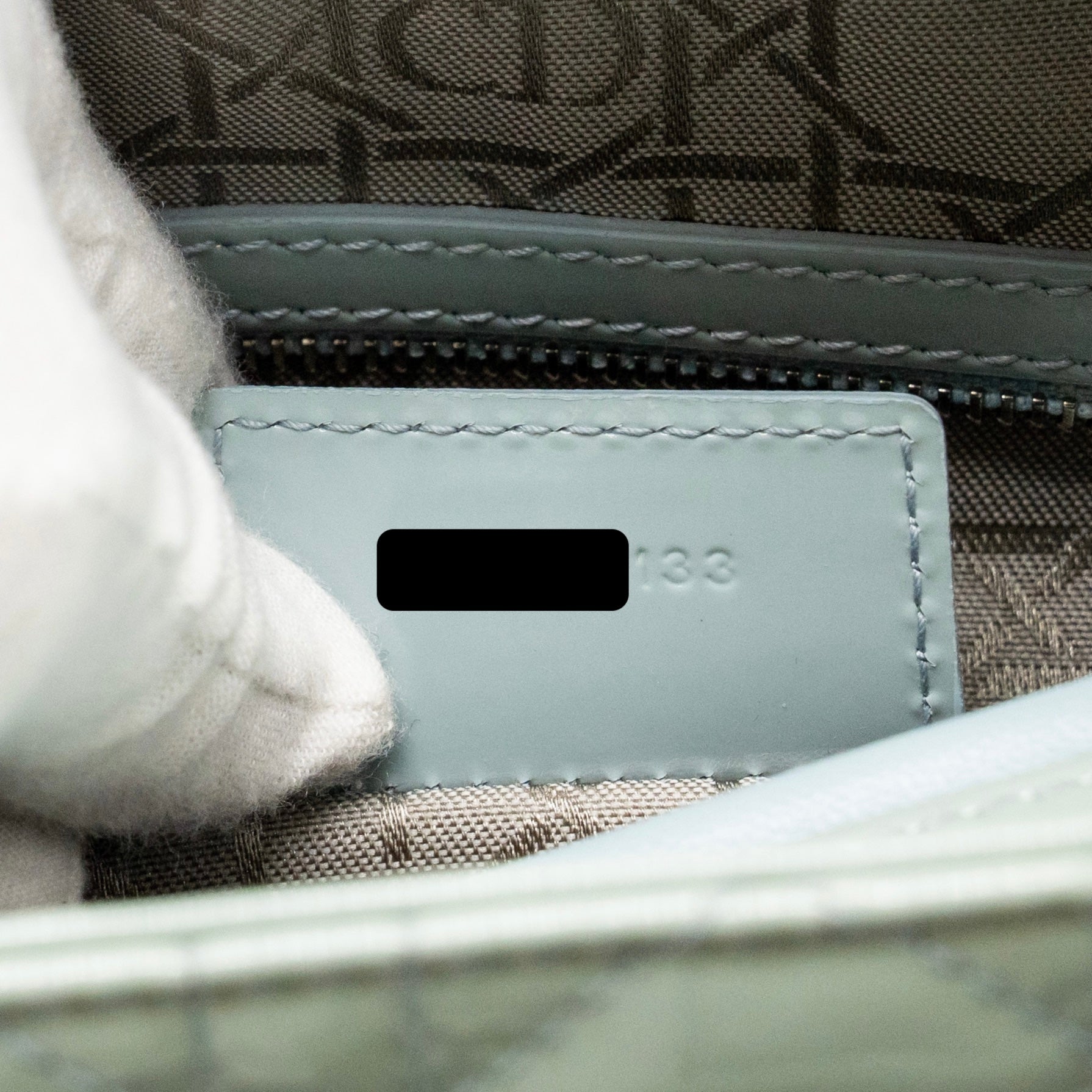 DIOR LARGE LADY DIOR PATENT LIGHT BLUE SHW