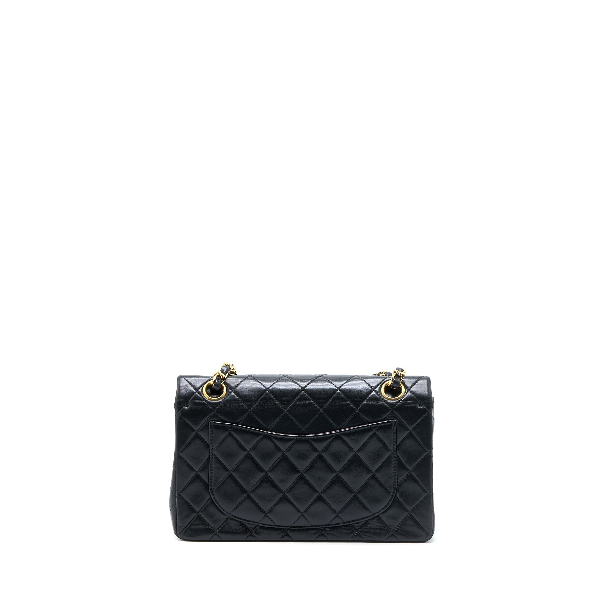 CHANEL VINTAGE SMALL CLASSIC DOUBLE FLAP BAG LAMBSKIN BLACK GHW
