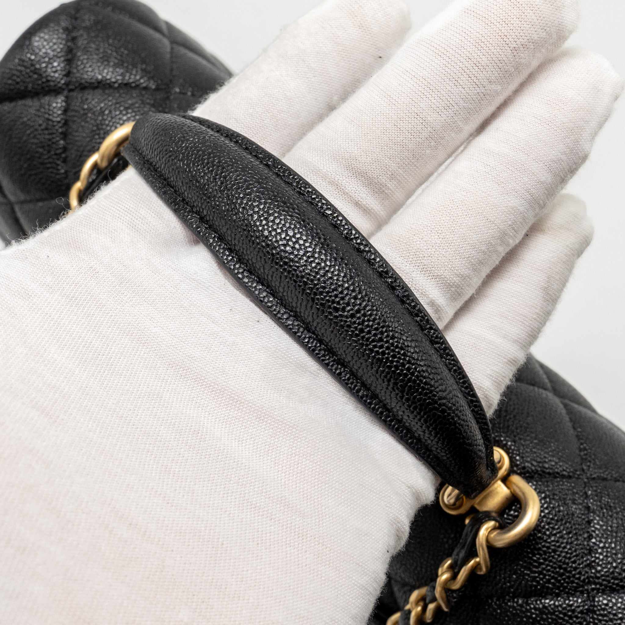 CHANEL TOP HANDLE MINI RECTANGULAR FLAP BAG CAVIAR BLACK GHW