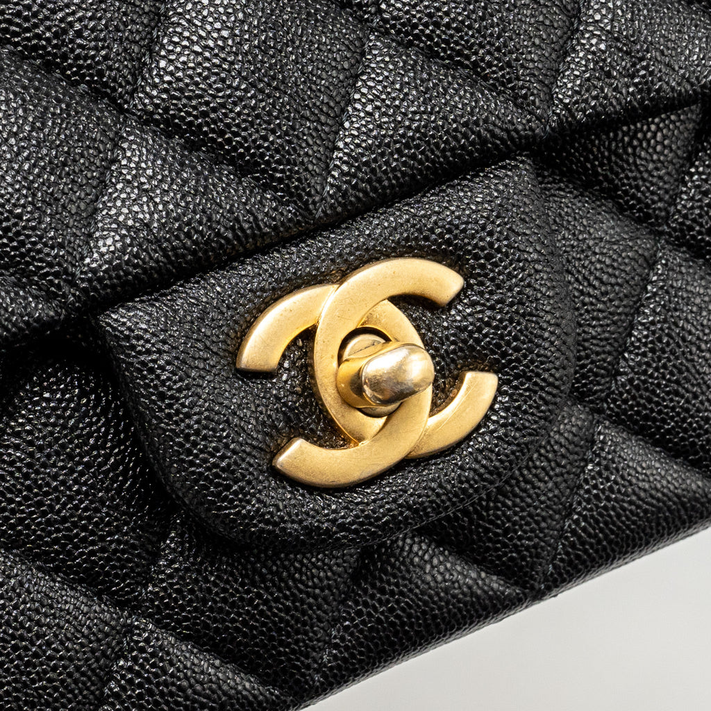 CHANEL TOP HANDLE MINI RECTANGULAR FLAP BAG CAVIAR BLACK GHW