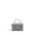 CHANEL TOP HANDLE LONG VANITY WITH CHAIN LAMBSKIN GREY LGHW (MICROCHIP)