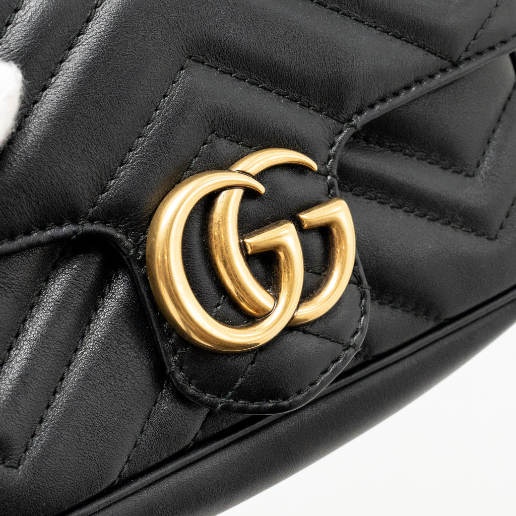 GUCCI MINI GG MARMONT CALFSKIN BLACK GHW