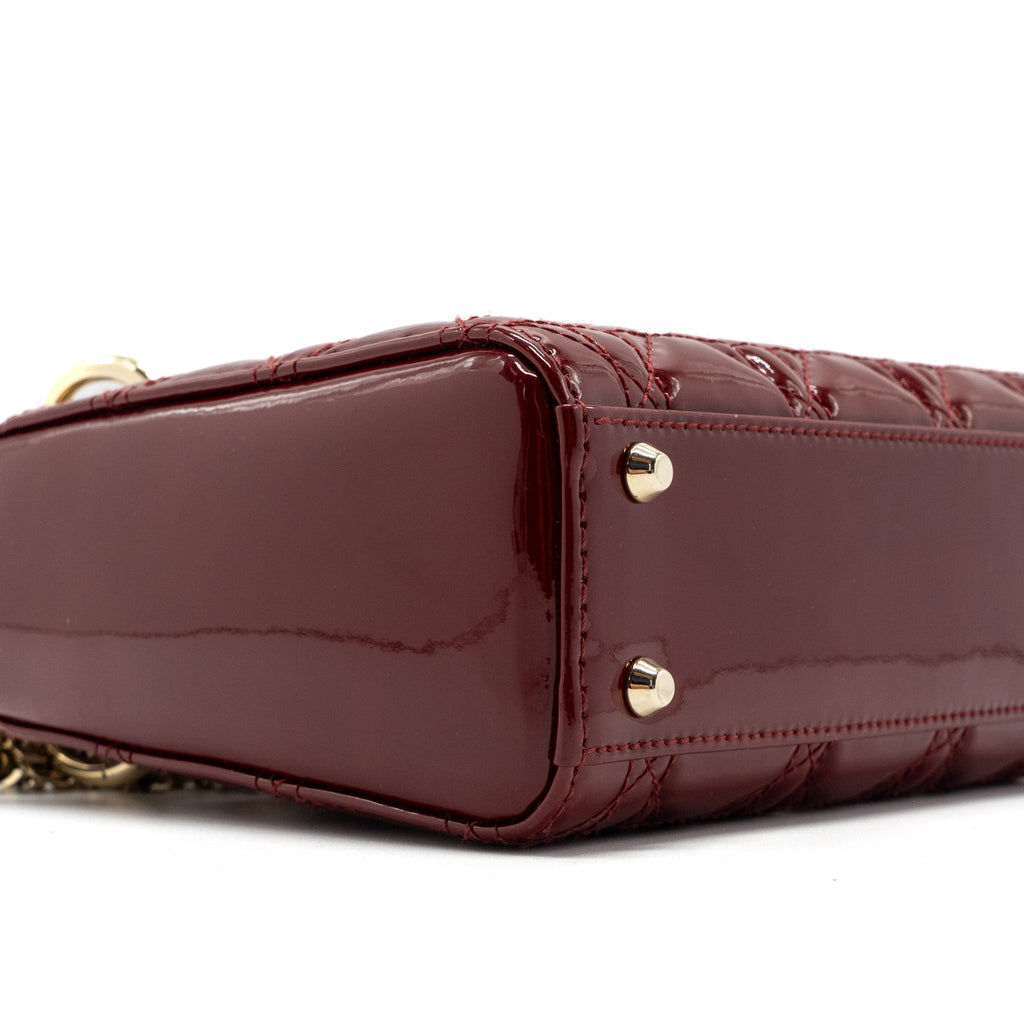 DIOR MINI LADY DIOR PATENT CALFSKIN RED LGHW