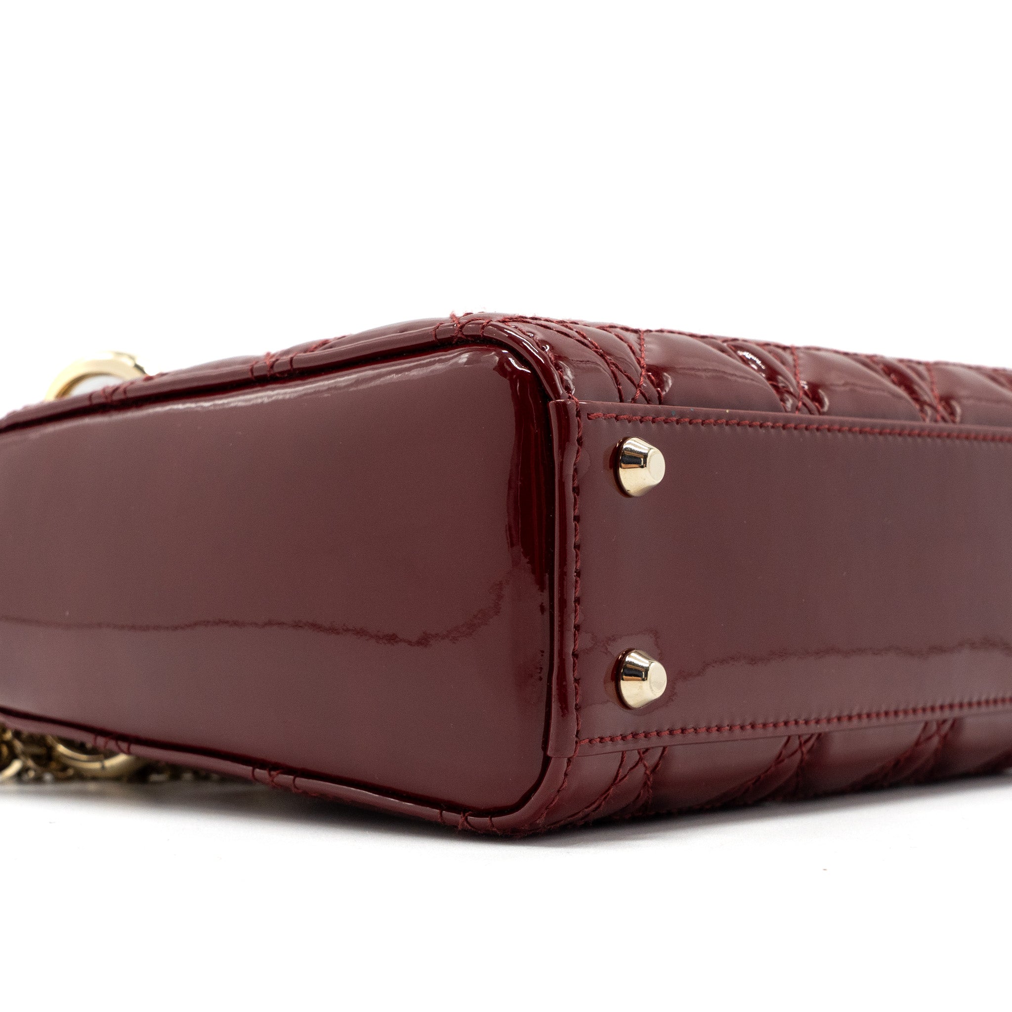 DIOR MINI LADY DIOR PATENT CALFSKIN RED LGHW