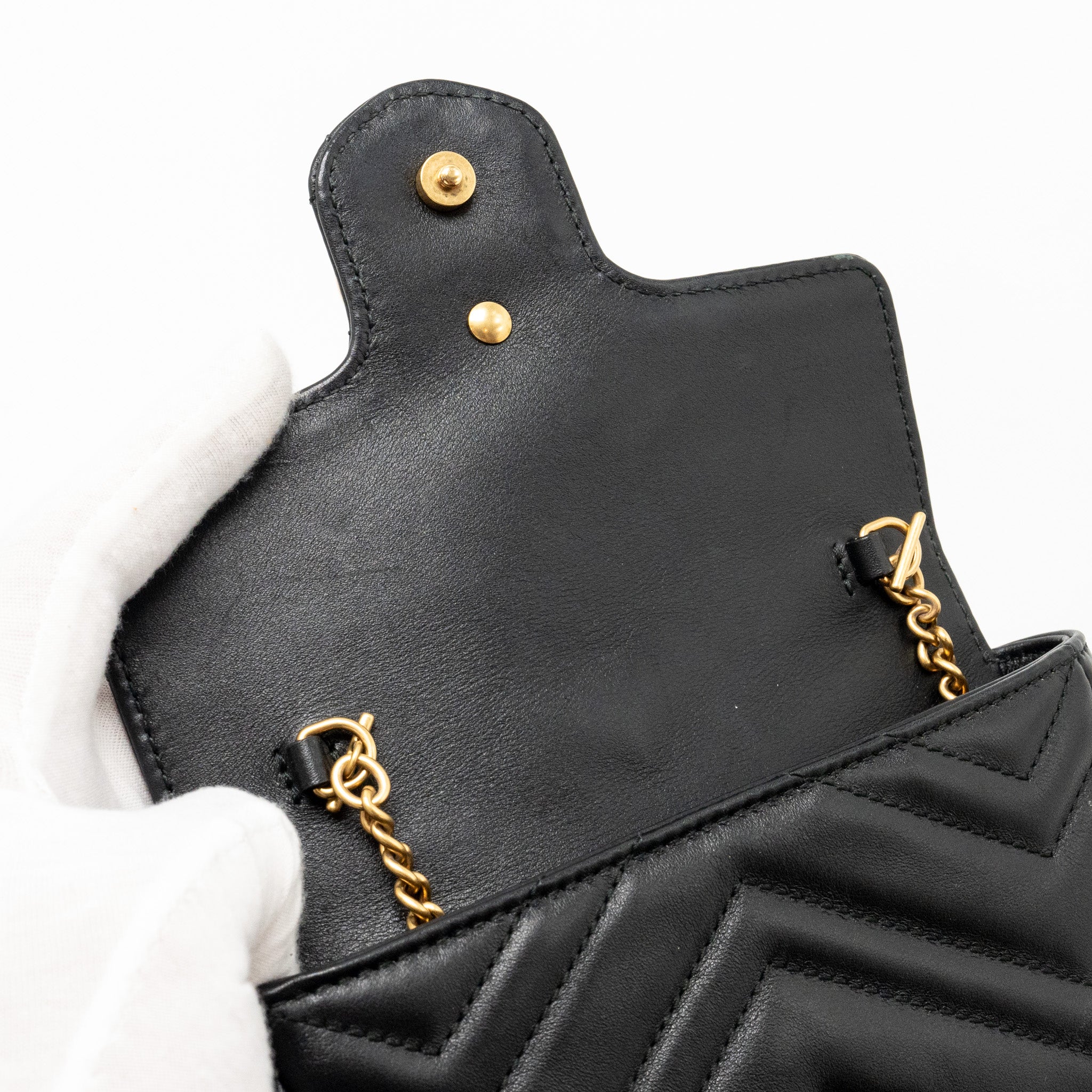 GUCCI MINI GG MARMONT CALFSKIN BLACK GHW