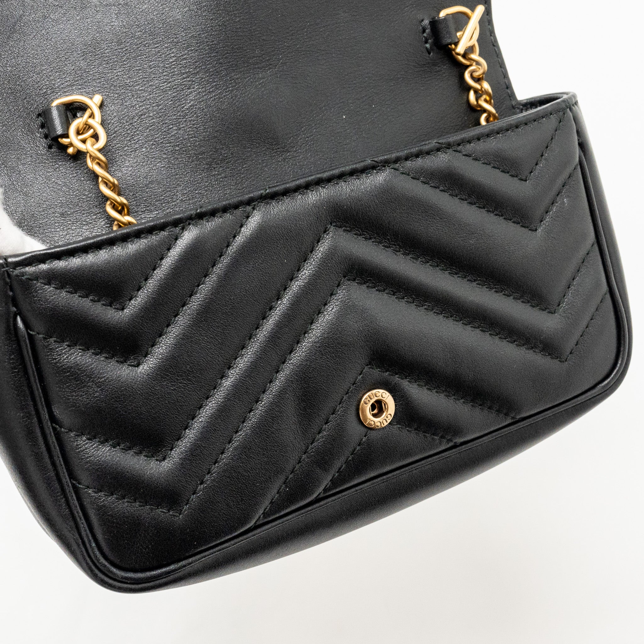 GUCCI MINI GG MARMONT CALFSKIN BLACK GHW