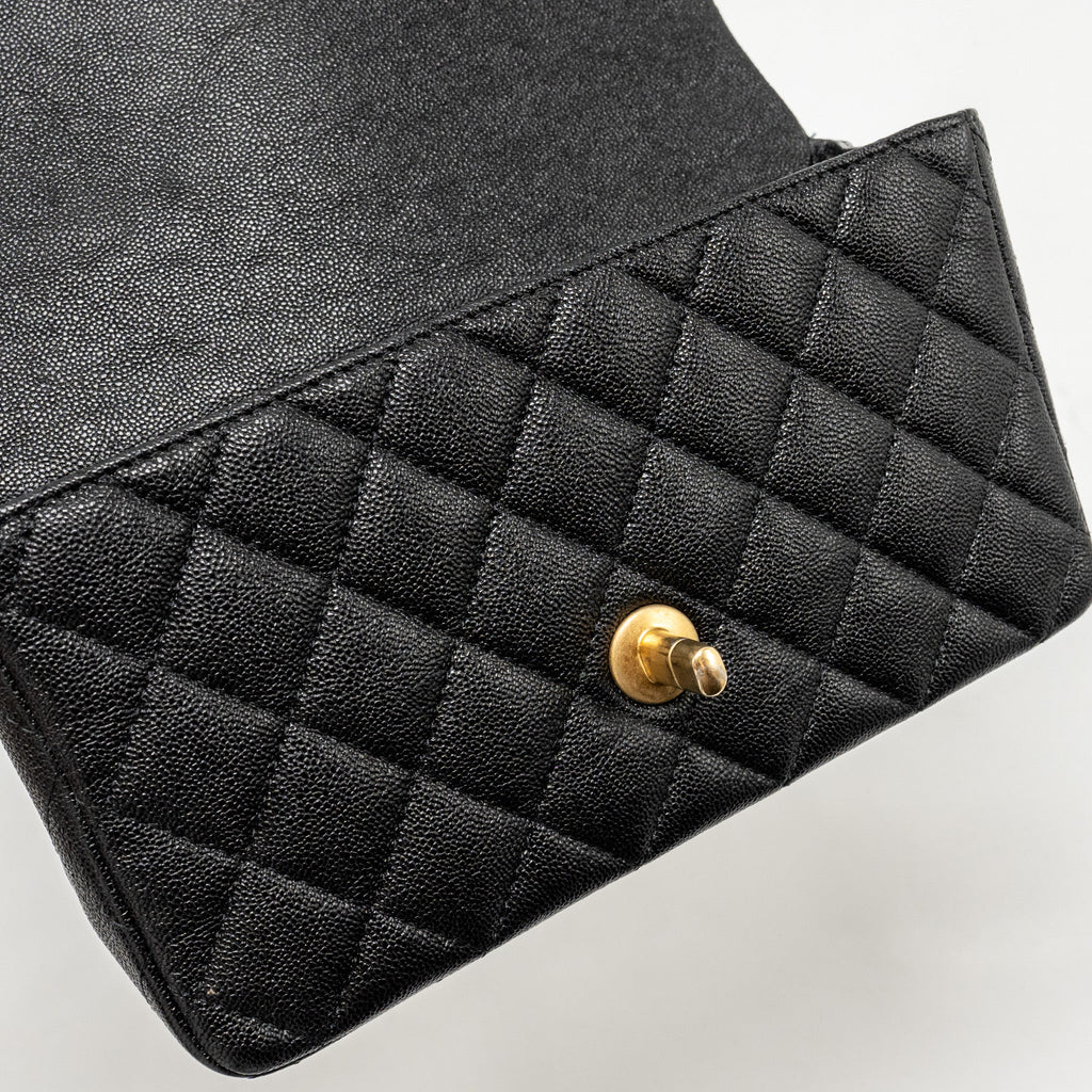 CHANEL TOP HANDLE MINI RECTANGULAR FLAP BAG CAVIAR BLACK GHW