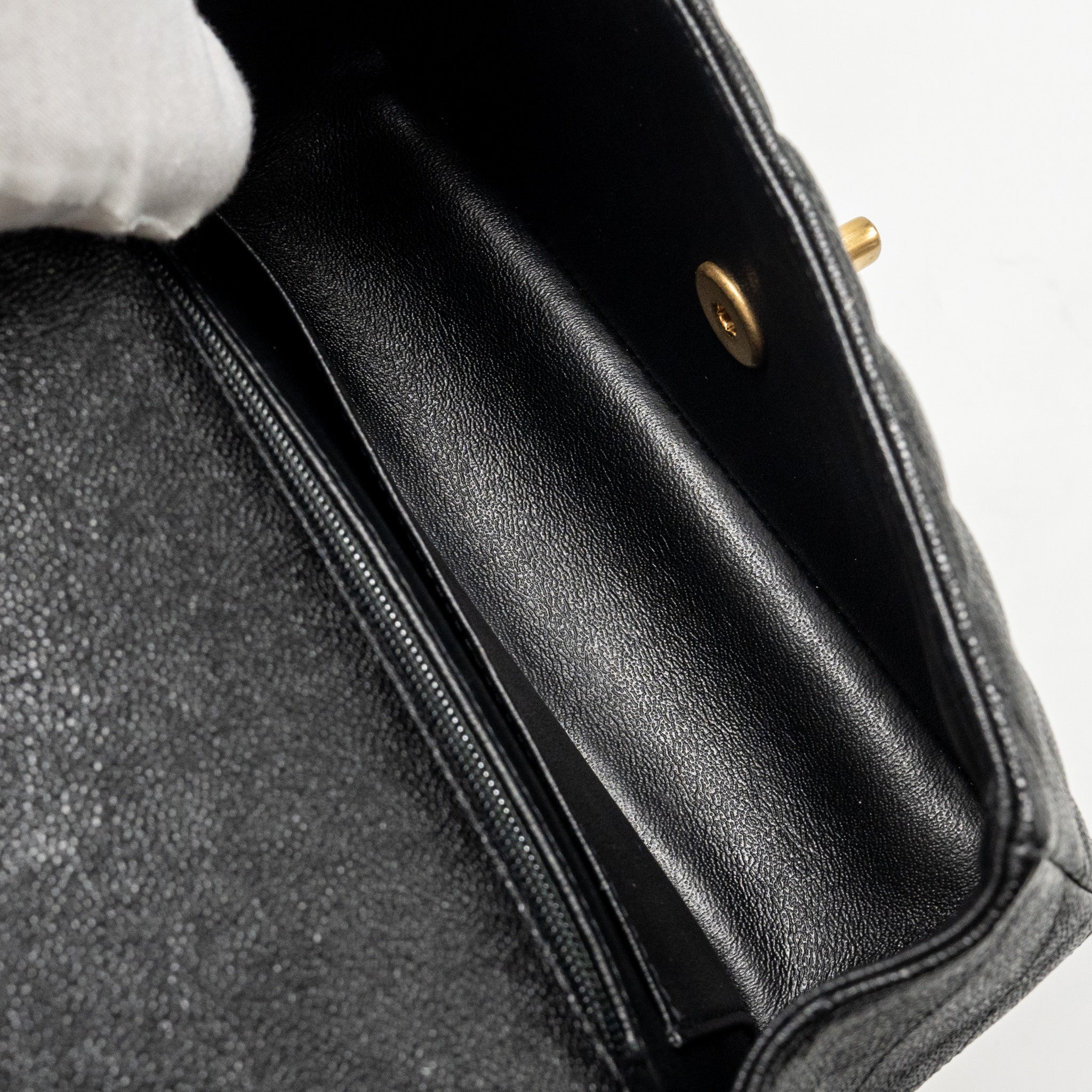 CHANEL TOP HANDLE MINI RECTANGULAR FLAP BAG CAVIAR BLACK GHW