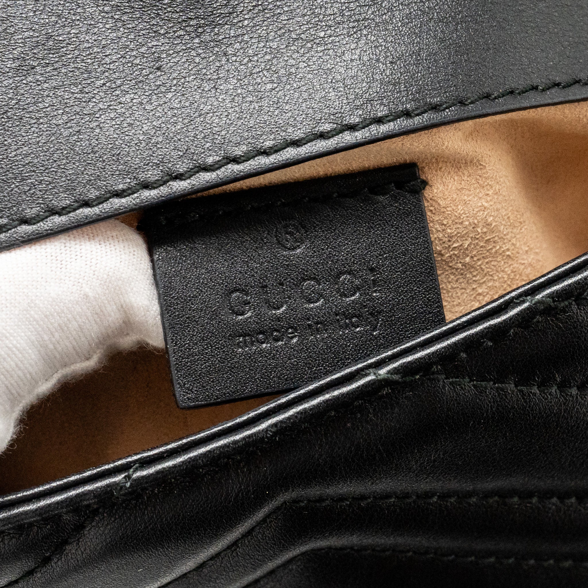 GUCCI MINI GG MARMONT CALFSKIN BLACK GHW